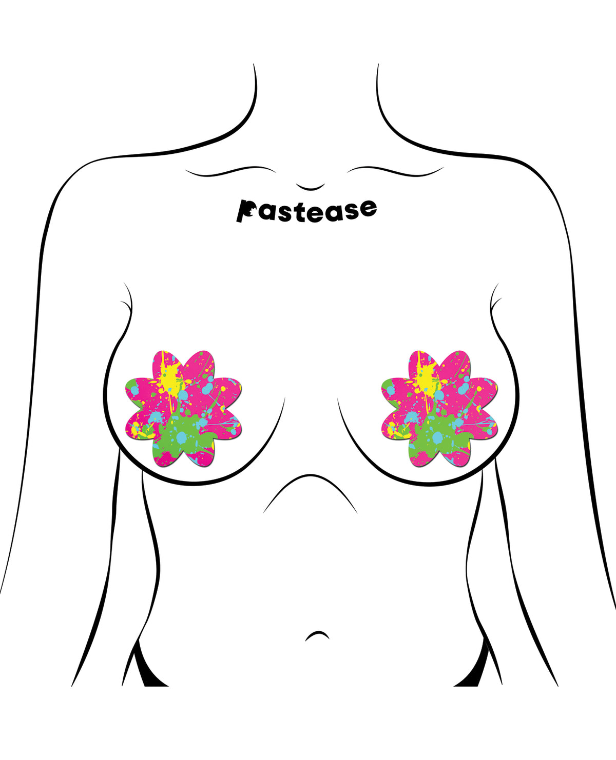 Pastease Neon Pink Graffiti Paint Splatter Petal Breast Pasties One Size
