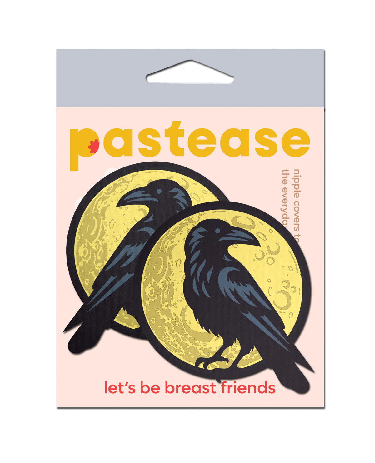 Cubresenos Pastease Raven Full Moon, negros y amarillos, para Halloween