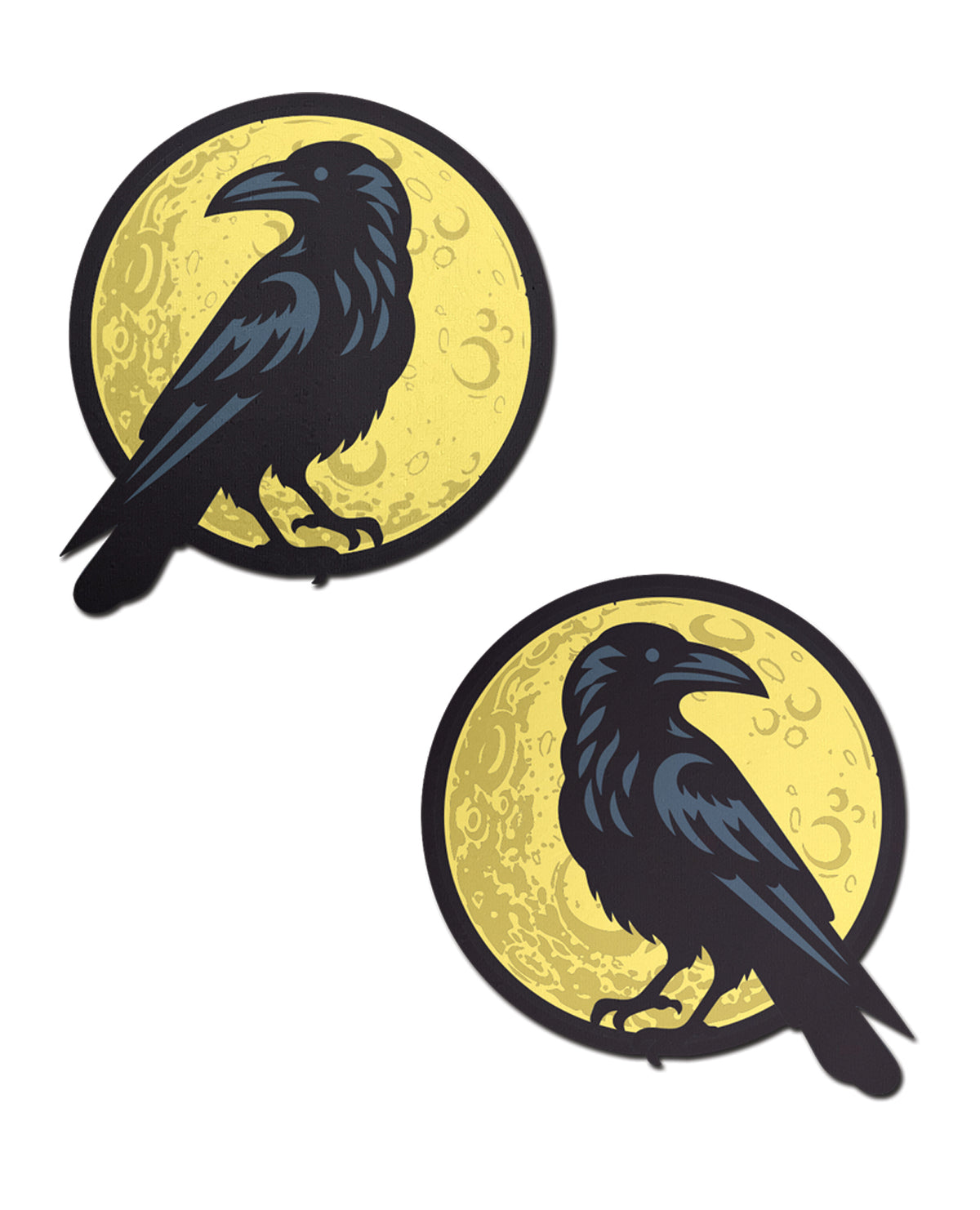Cubresenos Pastease Raven Full Moon, negros y amarillos, para Halloween