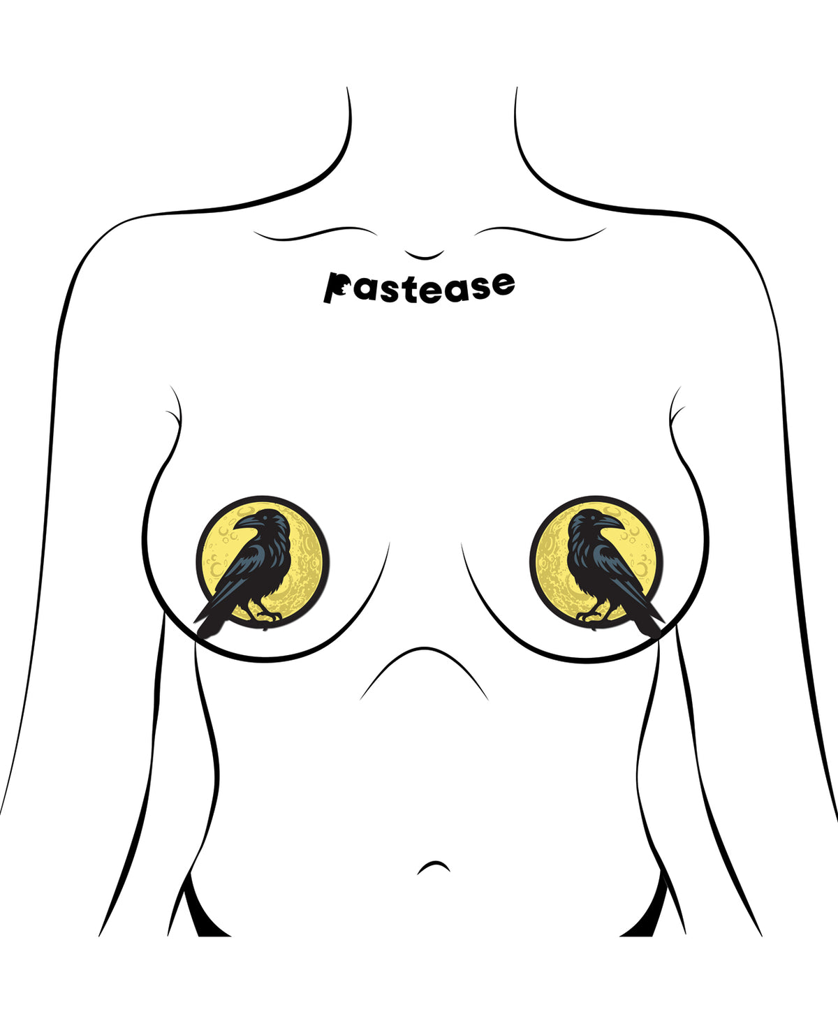 Cubresenos Pastease Raven Full Moon, negros y amarillos, para Halloween