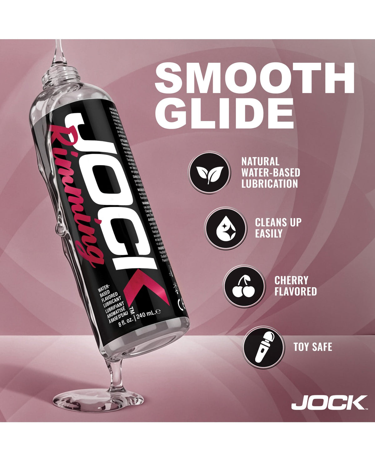 Curve Jock Cherry-rimmingglidemiddel, vandbaseret, 8 Oz, smagsat oral- og analglidemiddel