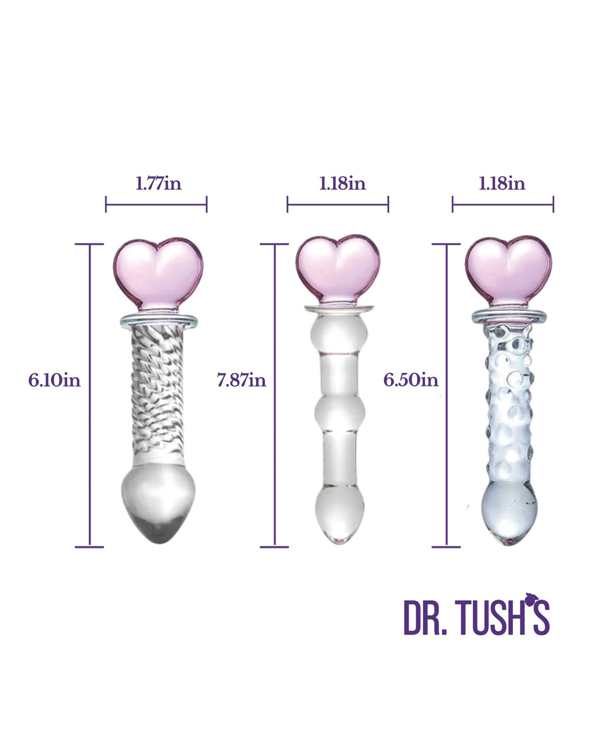 Coffret de plugs anaux en verre Dr Tush Hearts Of Pleasure, trois pièces