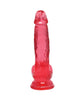 Bild in den Galerie-Viewer laden, Doc Johnson Crystal Jellies 7-Zoll gebogener realistischer Penis mit rosa Hoden.
