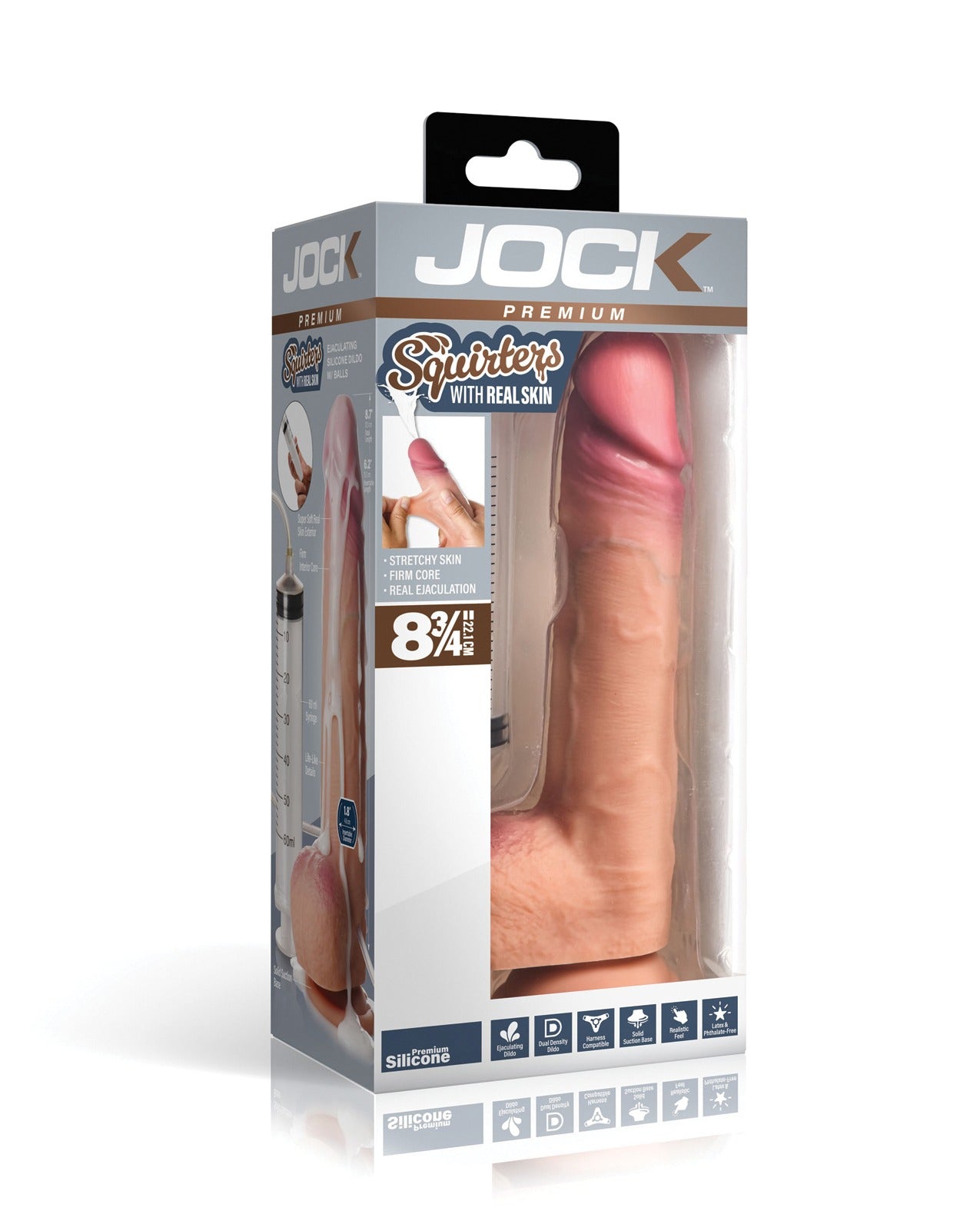 Dildo eyaculador de silicona Curve Toys Jock, de piel realista, con testículos