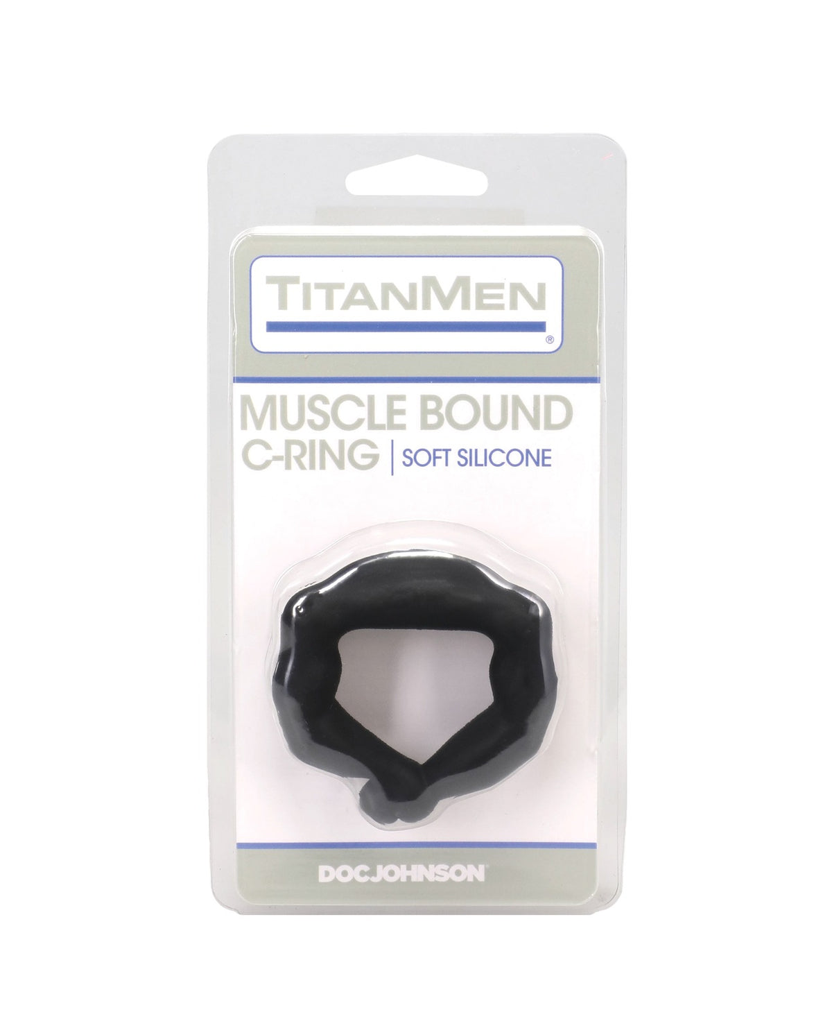 Anneau pénien en silicone TitanMen Muscle Bound avec creux profilé pour le périnée, noir