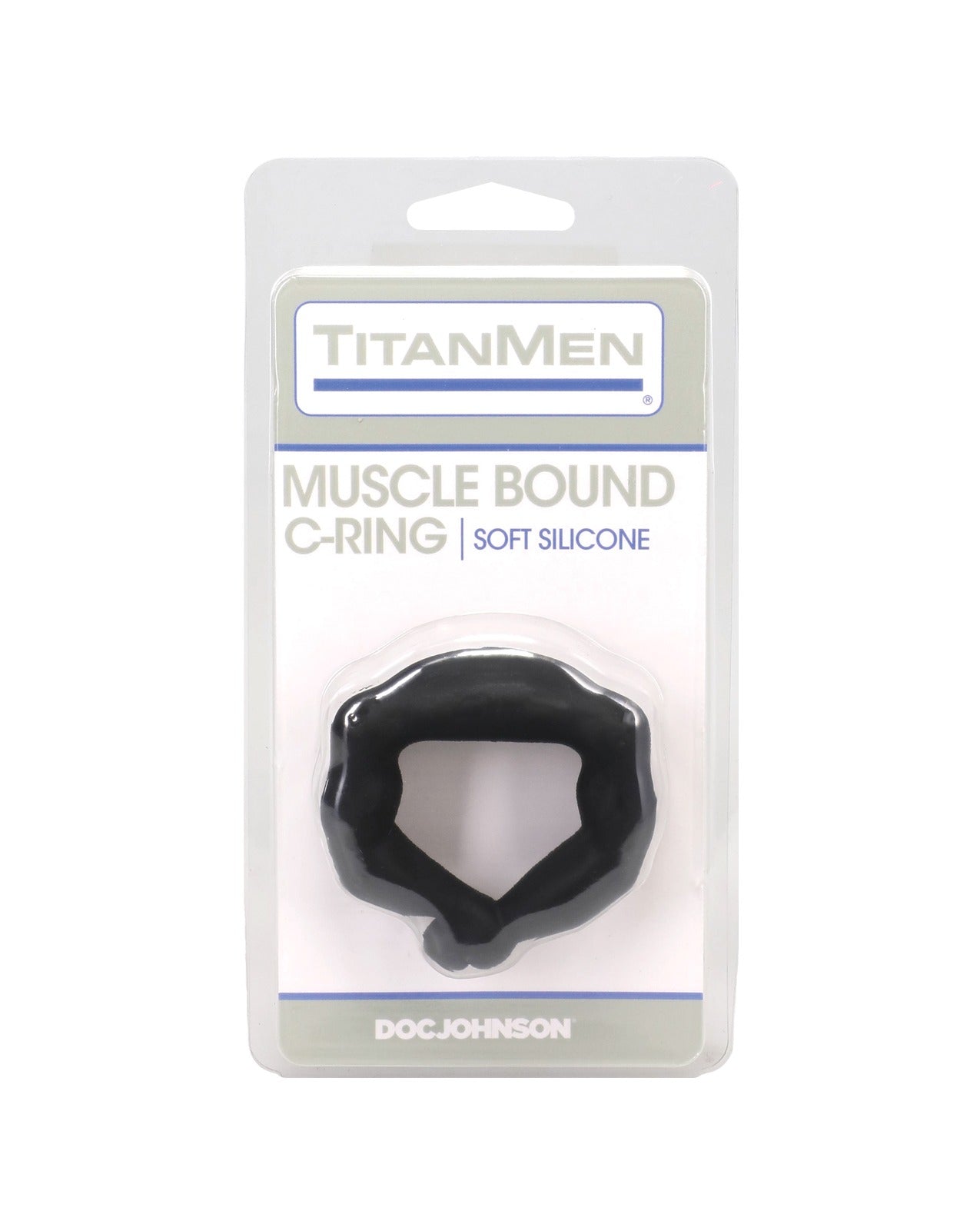 Inel penian din silicon negru TitanMen Muscle Bound, cu adâncitură conturată pentru perineu