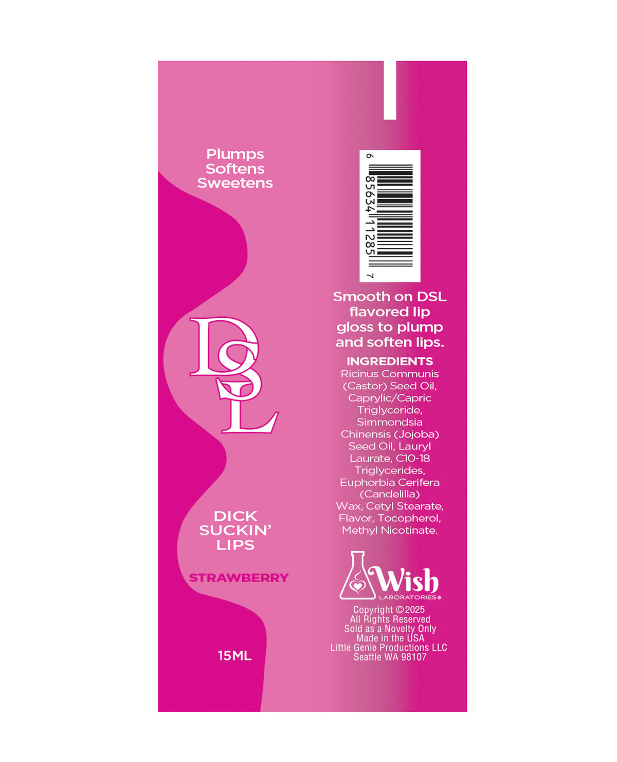 Suero voluminizador de labios Dick Sucking Lips con sabor a fresa, 15 Ml
