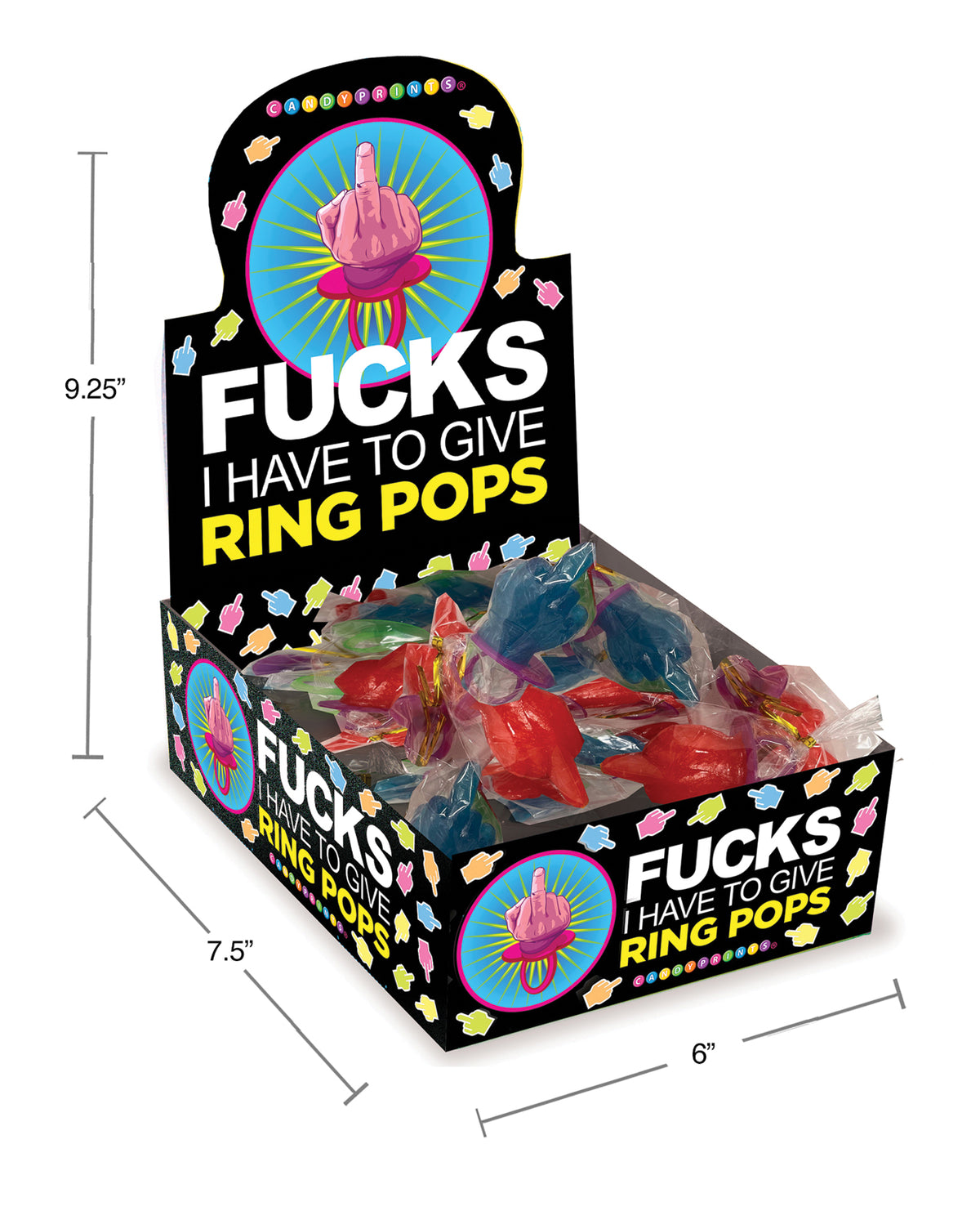 Fuck I Have To Give Ring Pop Lutscher, 30er-Pack, Süßigkeitenaufsteller, lustige Neuheitensüßigkeiten