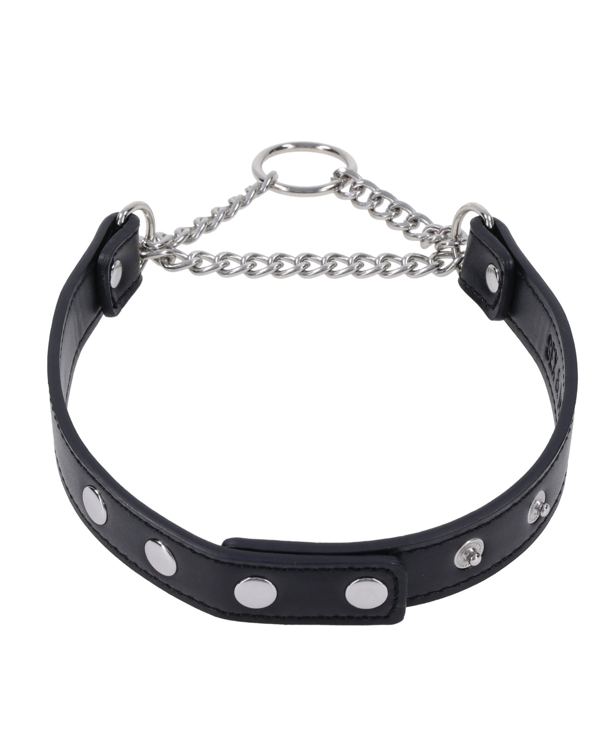 Collar de día negro de cuero sintético con herrajes plateados Sex Mischief Shadow