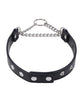 Cargue la imagen en el visor de la galería, Collar de día negro de cuero sintético con herrajes plateados Sex Mischief Shadow

