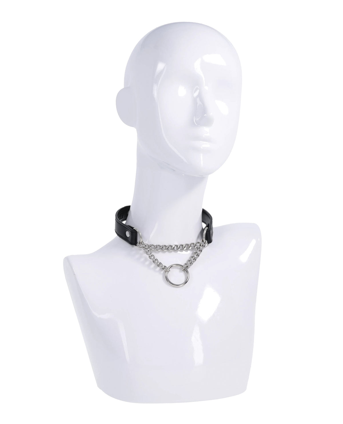 Collar de día negro de cuero sintético con herrajes plateados Sex Mischief Shadow