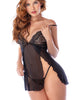 Cargue la imagen en el visor de la galería, Conjunto de babydoll de encaje transparente y tanga a juego, lencería con estampado de leopardo negro
