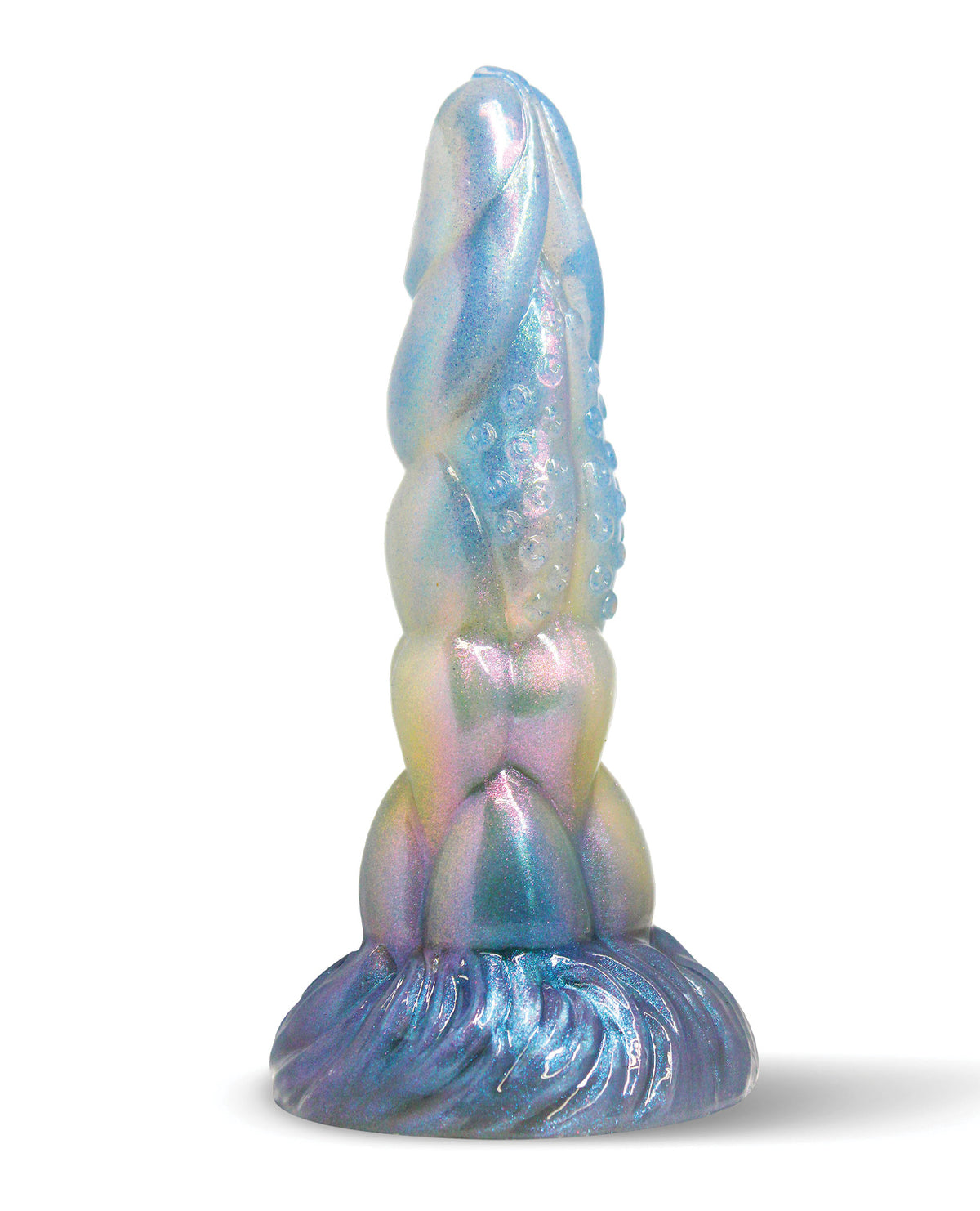 Dildo de silicone Majestic Crysta Icy Glacial azul com rosa e prata