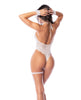 Load image into Gallery viewer, White Sheer Lace Teddy With Deep Plunge Neckline And Detachable Cuffs
