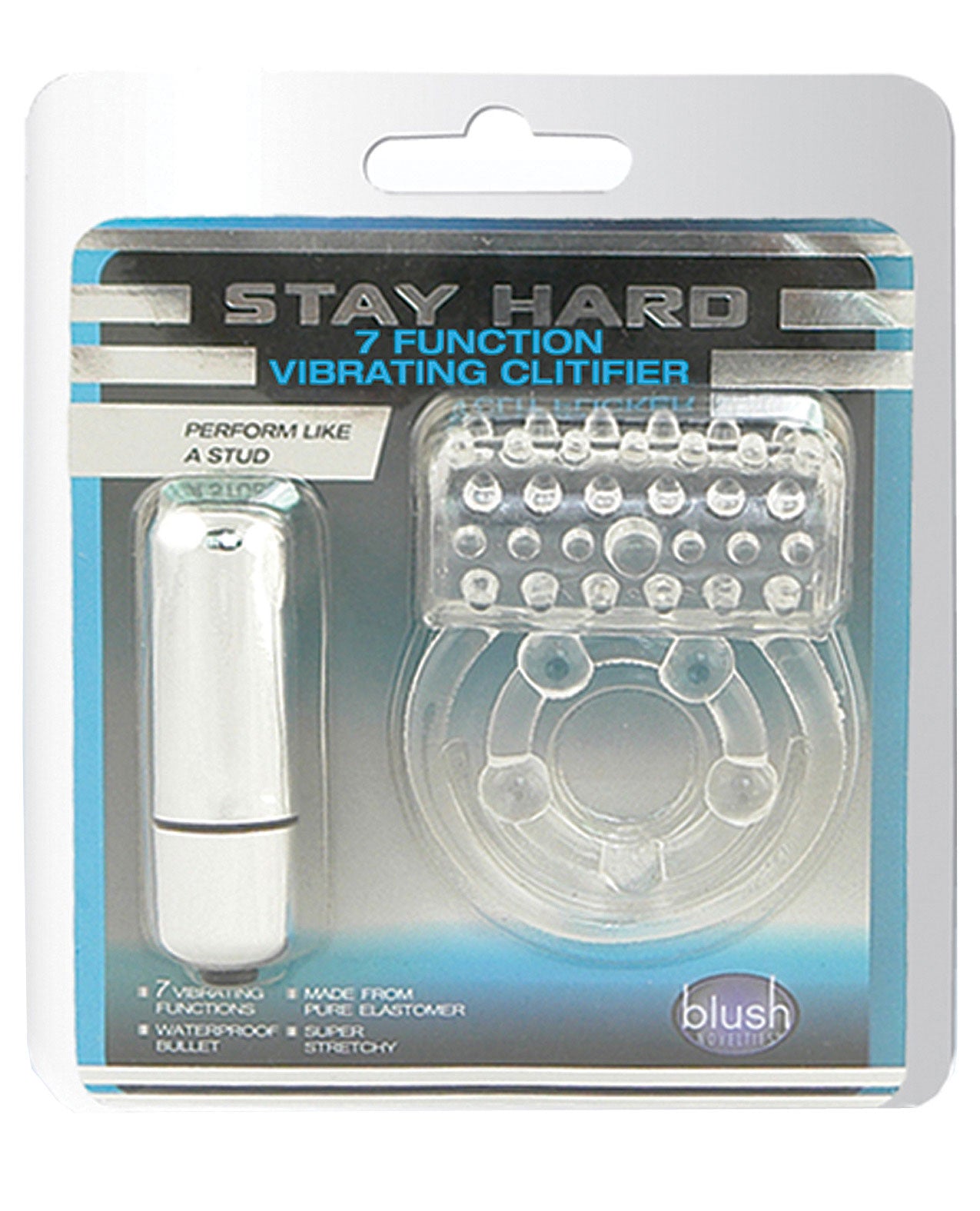 Blush Performance Plus Dual Flex Pro inel vibrator pentru penis, cu curea pentru testicule, albastru