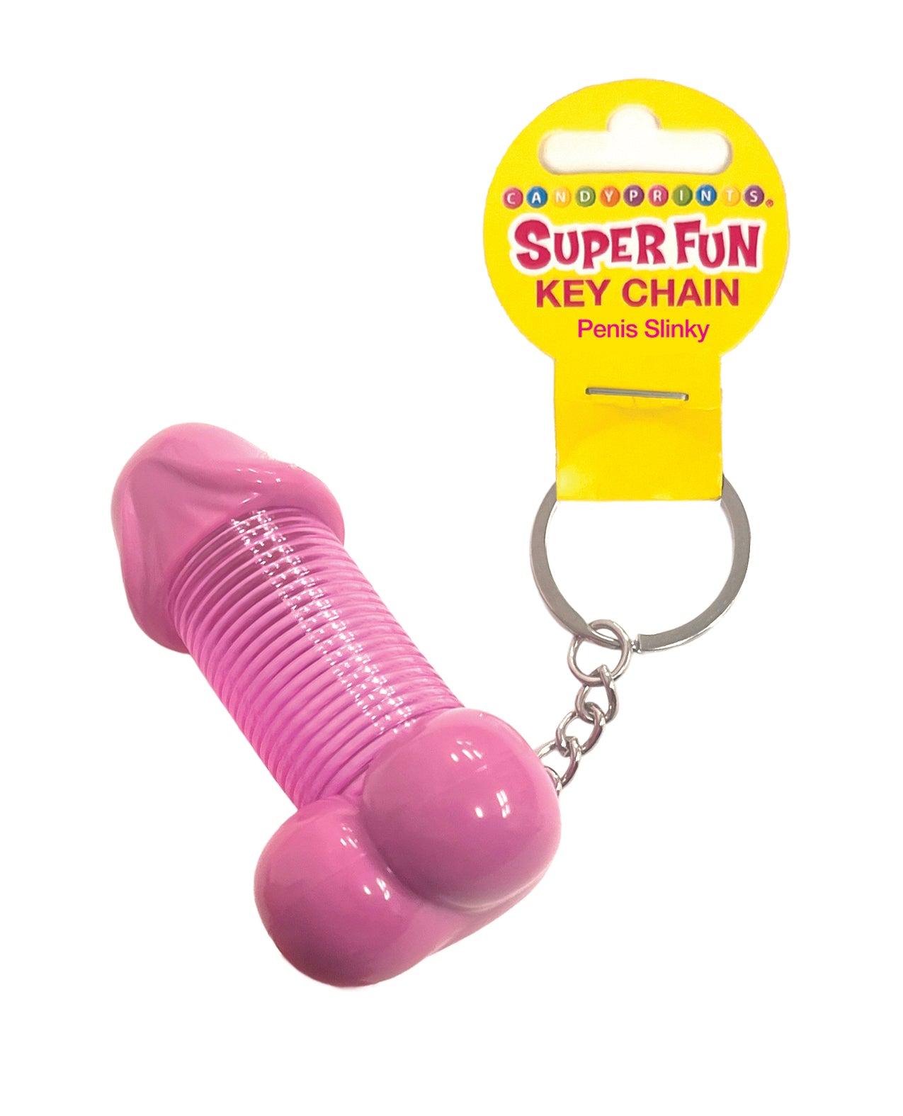Penis-slinky-sleutelhanger, grappig novelty-cadeau met bungelende sleutelring