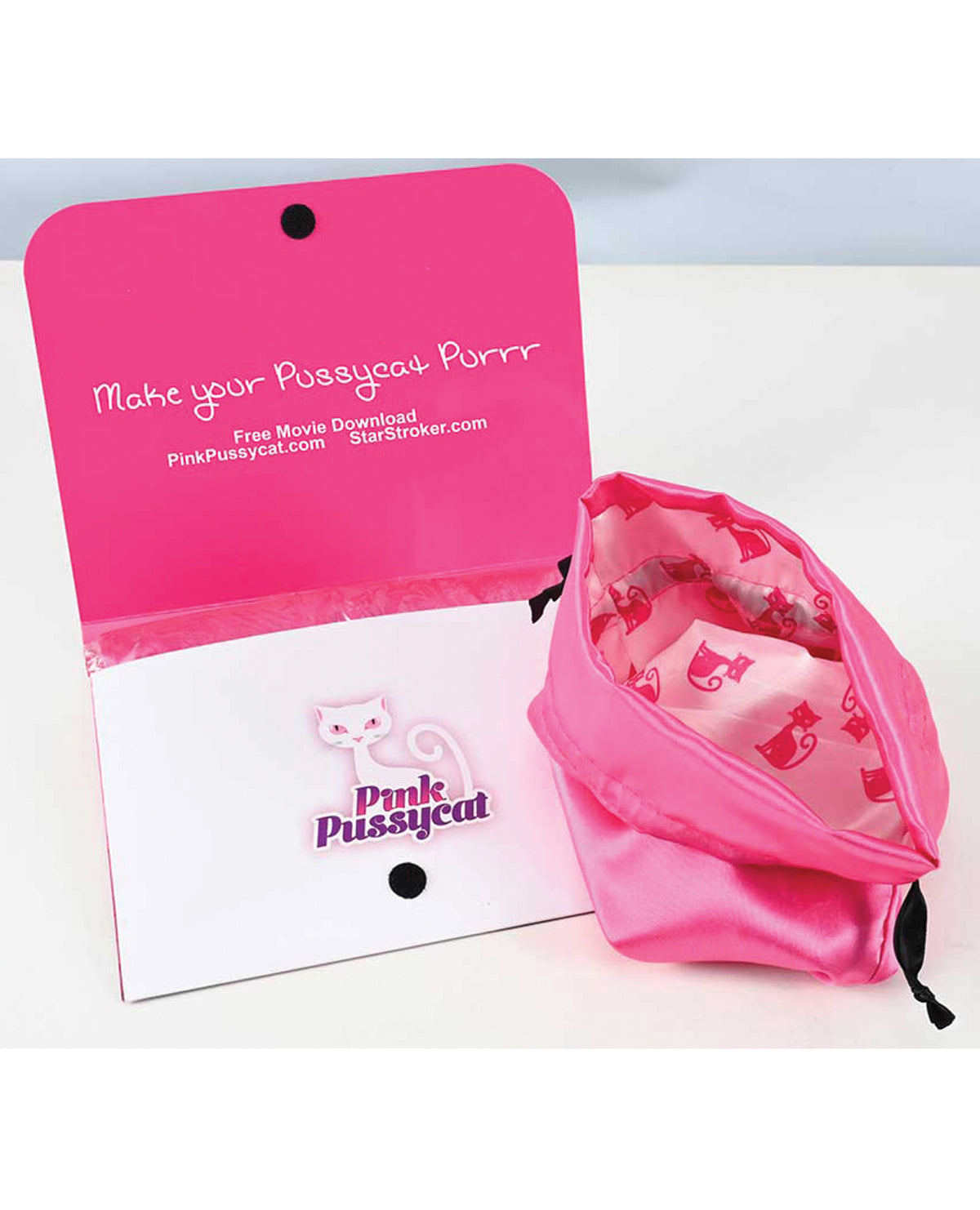 Rosa Pussycat antimikrobielle Satintasche für Sexspielzeug mit Kordelverschluss