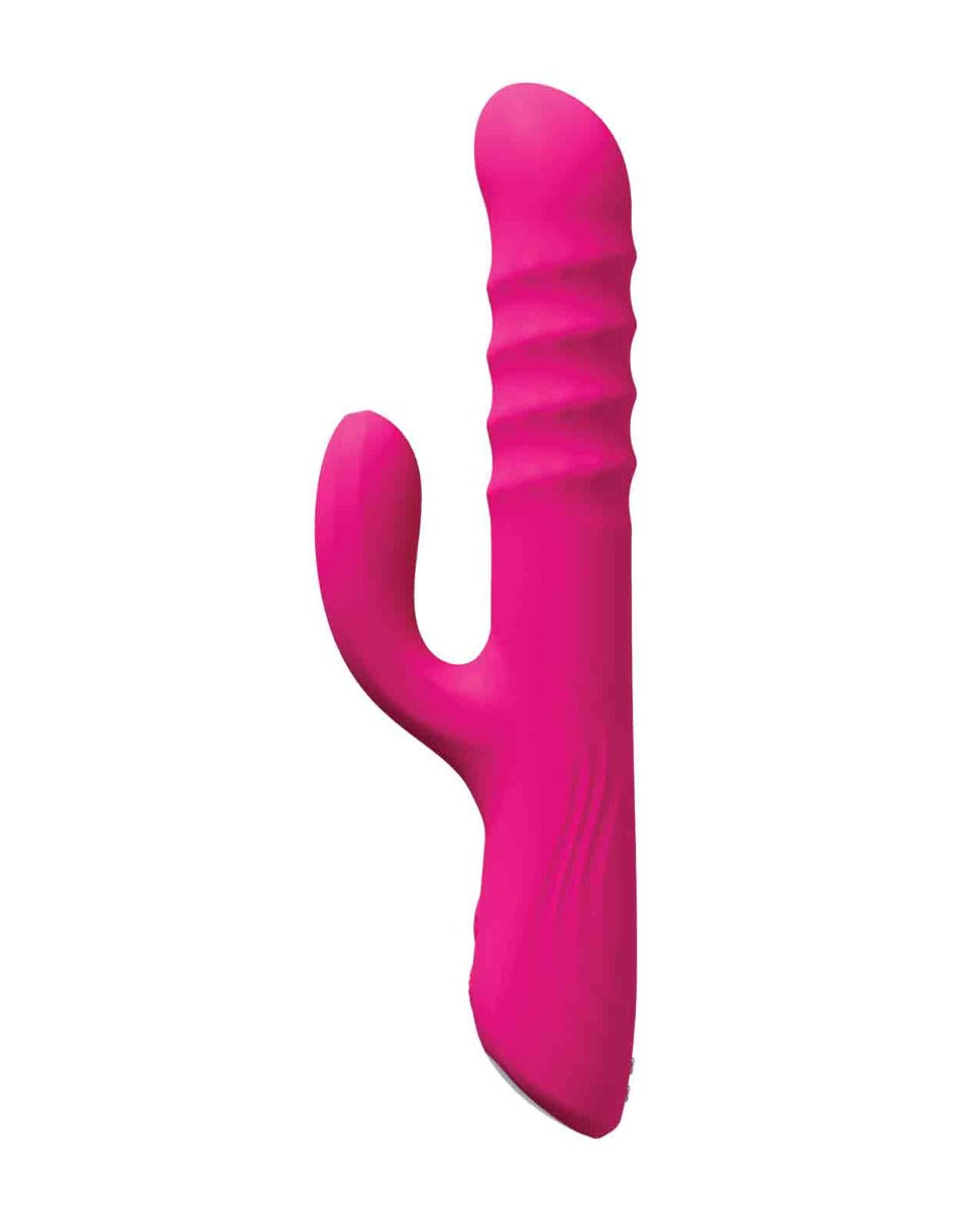 Vibrador de punto G con cuentas giratorias Velvo de Lovense, rosa, con forma de conejo
