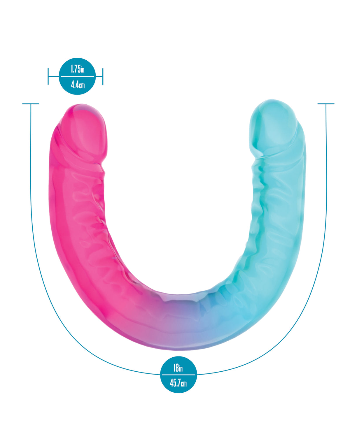 Jouet sexuel réaliste Blush B Yours XXL double gode de 18 pouces, multicolore