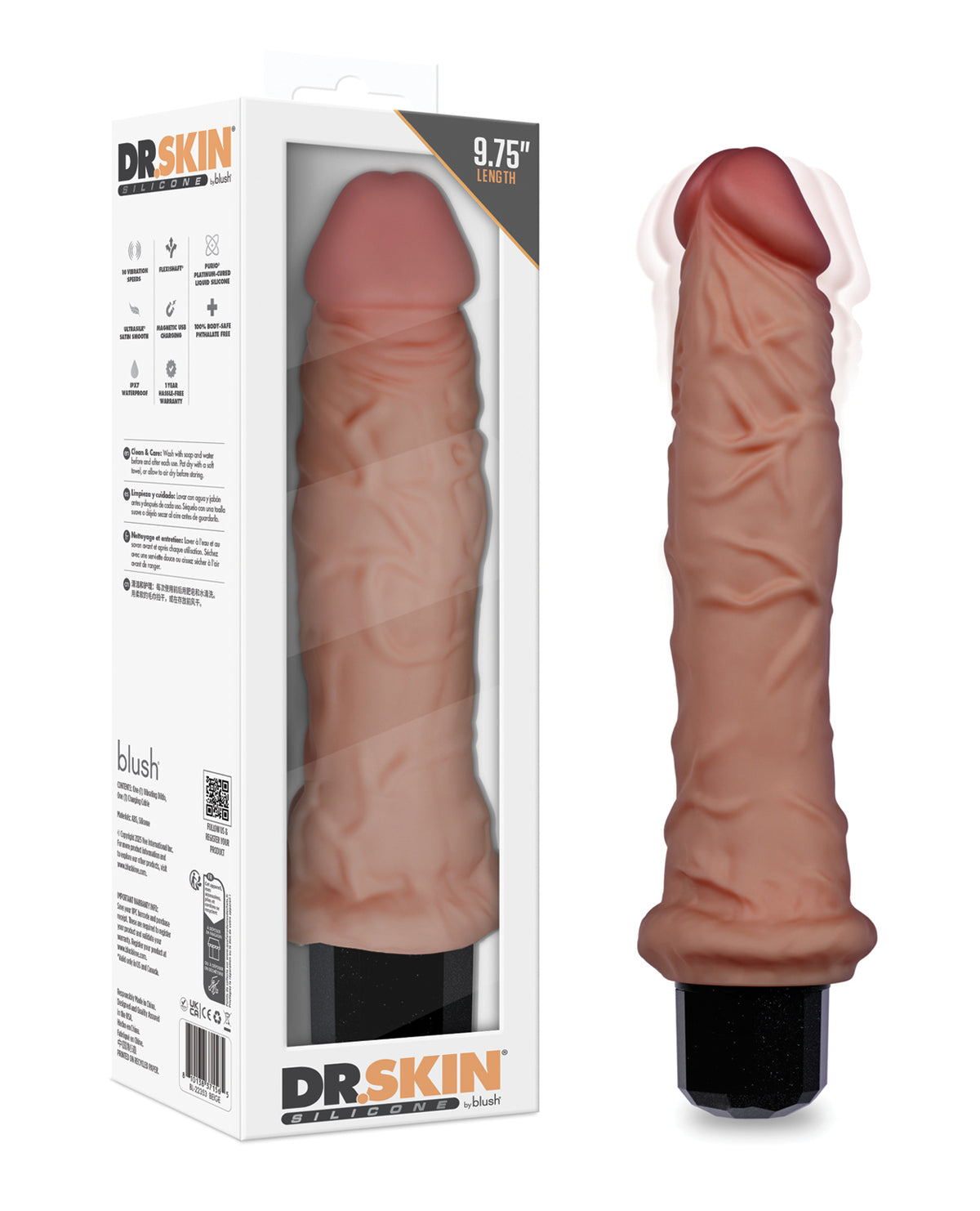 Blush Dr Skin Dr Webber 9.75 Inch Flexible Vibrating Dildo