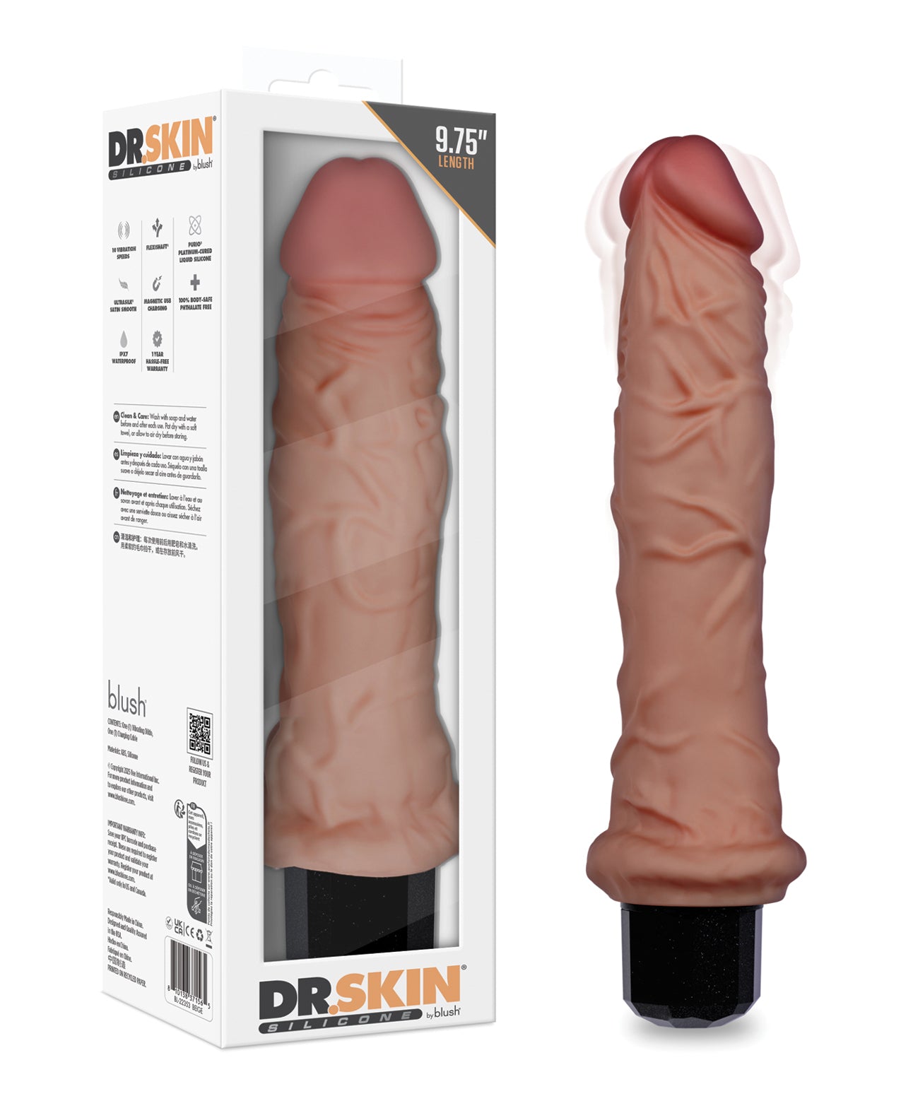 Gode vibrant flexible Blush Dr Skin Dr Webber de 9.75 pouces