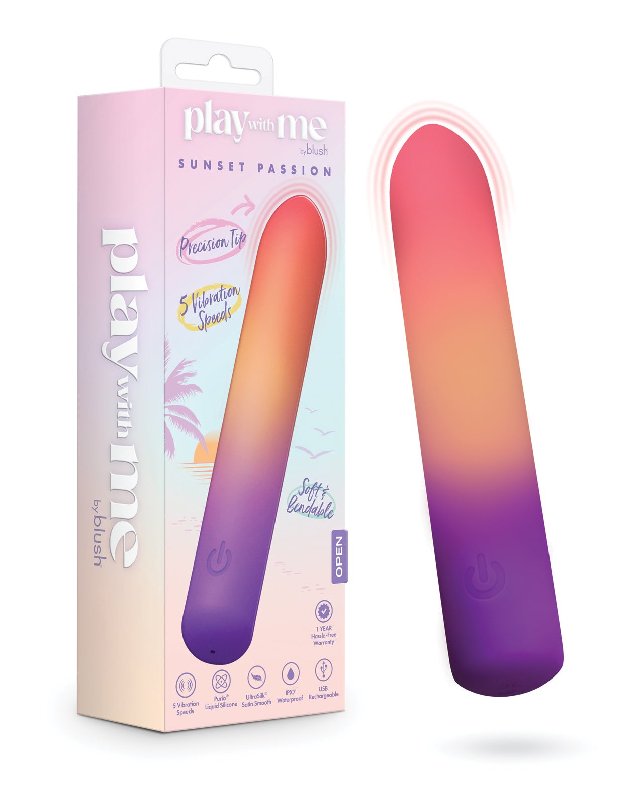 Vibrador bala Play With Me Sunset Passion de 5 velocidades, multicolor