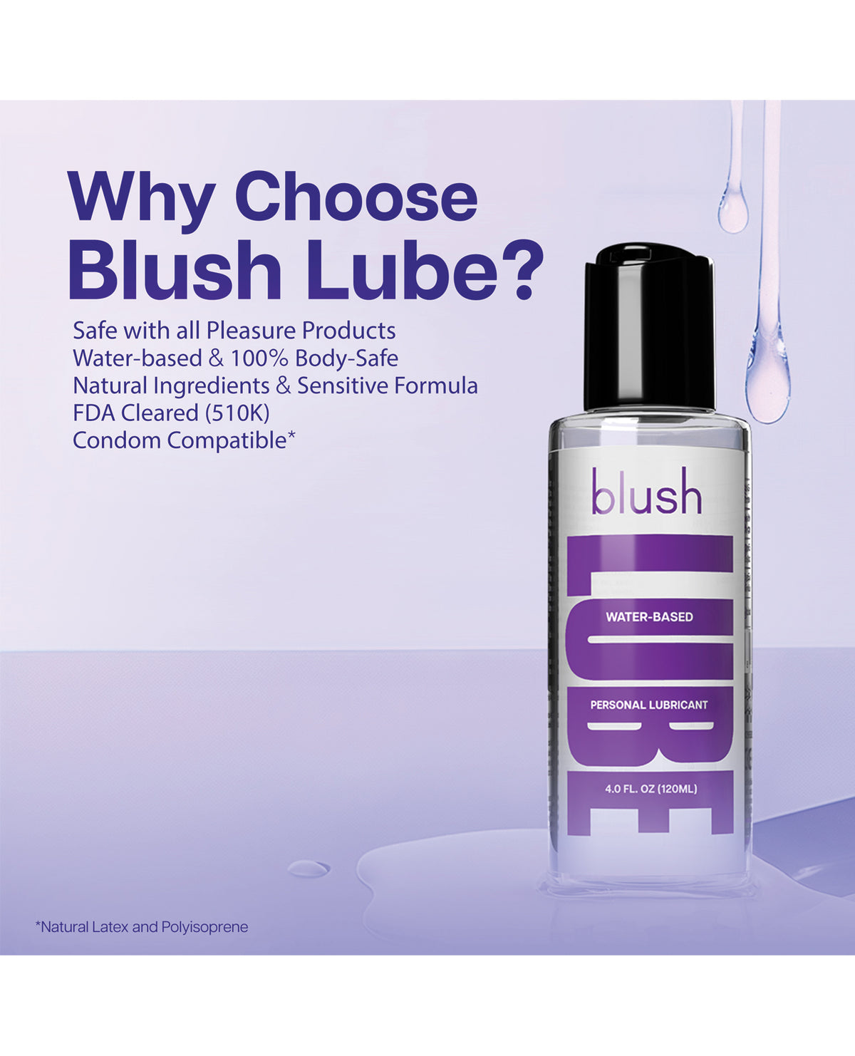 Blush Water Based Personal Lubricant 4 Oz Paraben Free Gentle Formula