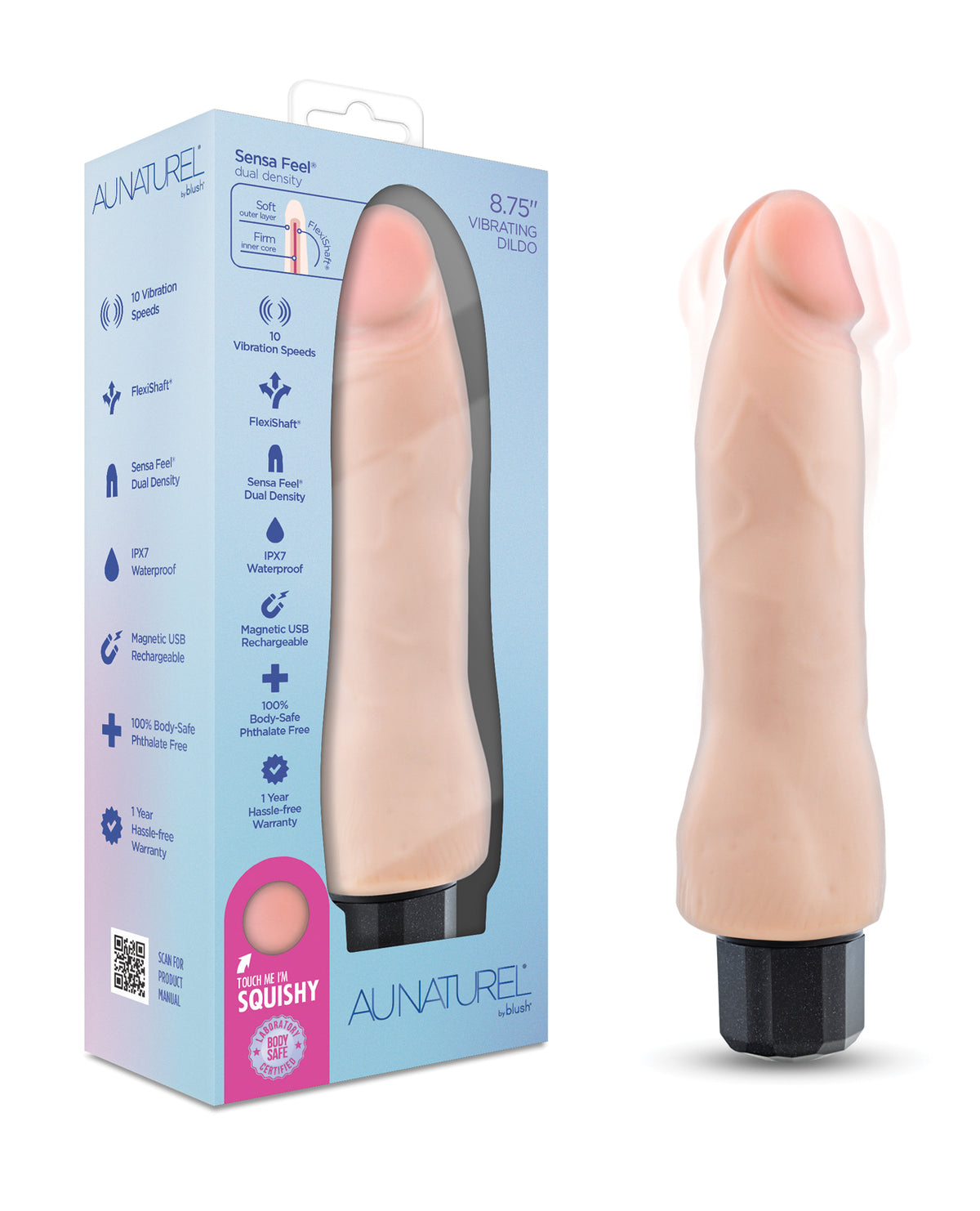 Au Naturel Realistic Vibrating Dildo For G Spot Pleasure 8 Inches