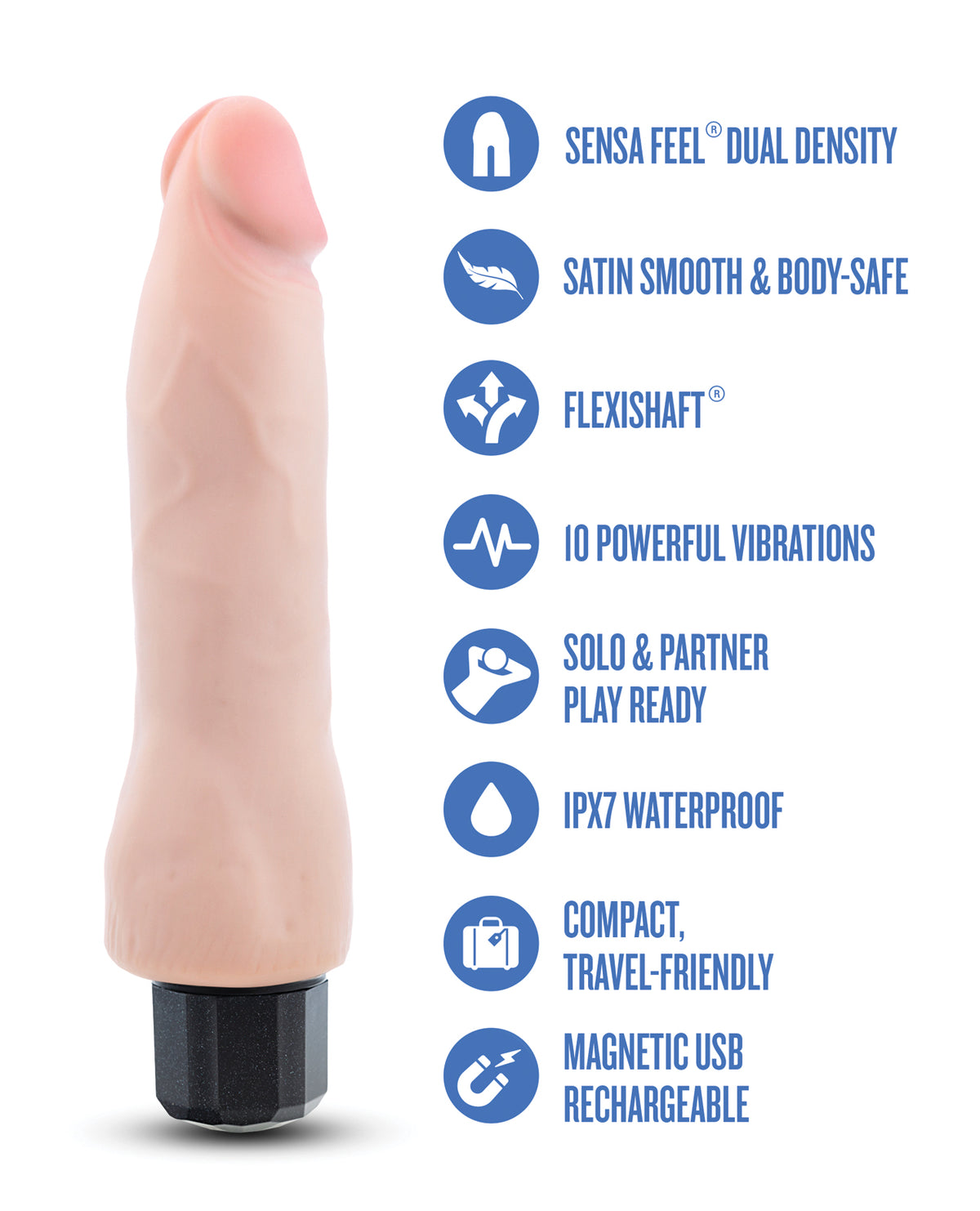 Au Naturel Realistic Vibrating Dildo For G Spot Pleasure 8 Inches