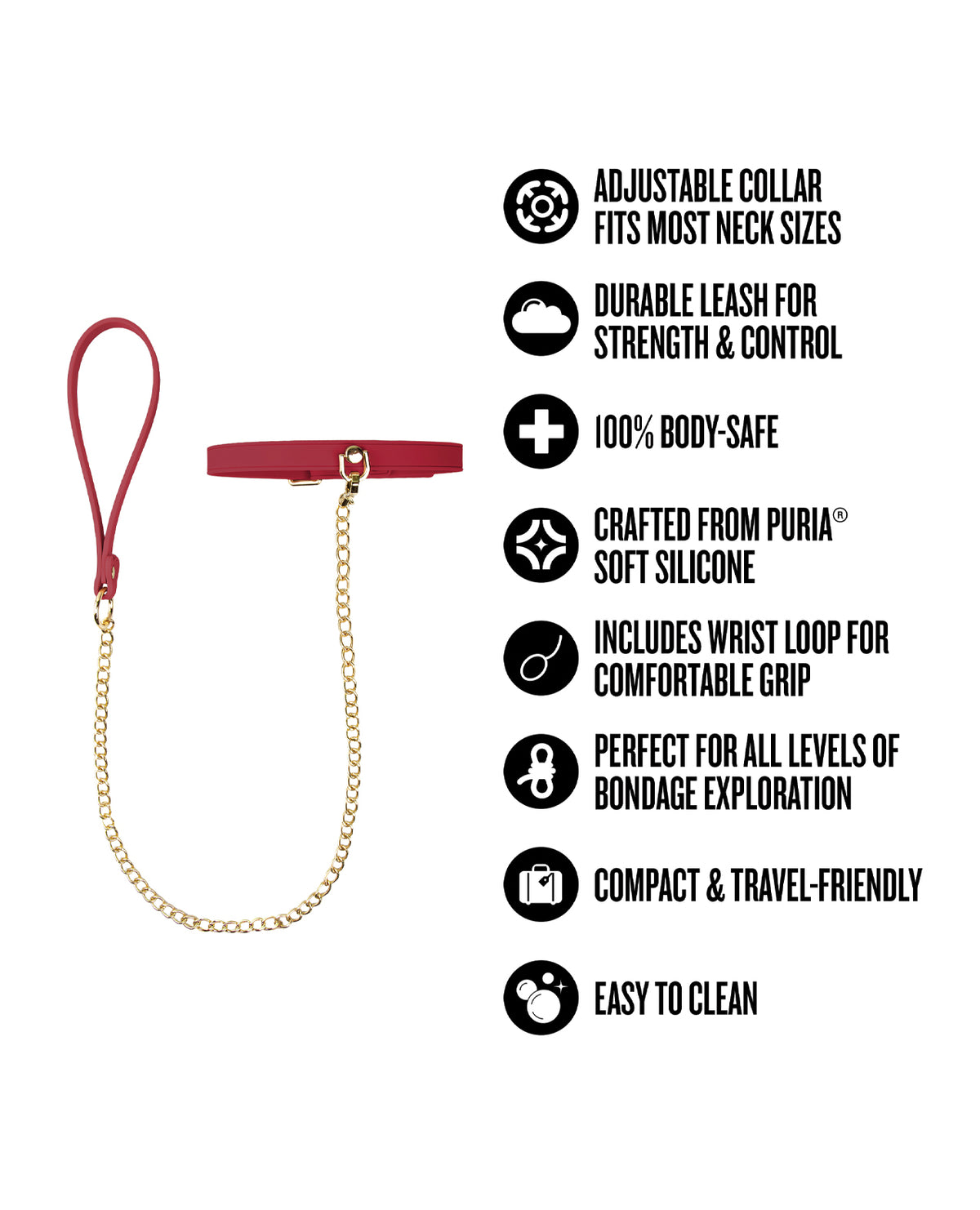 Blush Temptasia Ardor Adjustable Silicone Collar And Leash Red