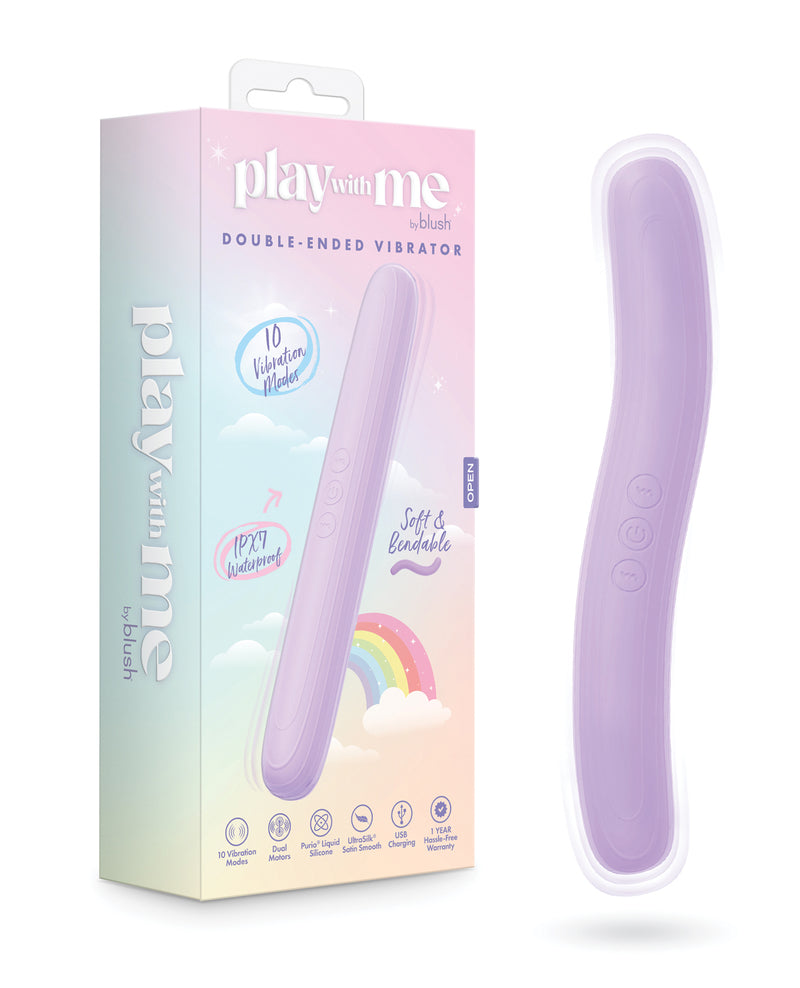 Cargue la imagen en el visor de la galería, Vibrador de doble extremo Play With Me, morado, doble motor, 10 modos
