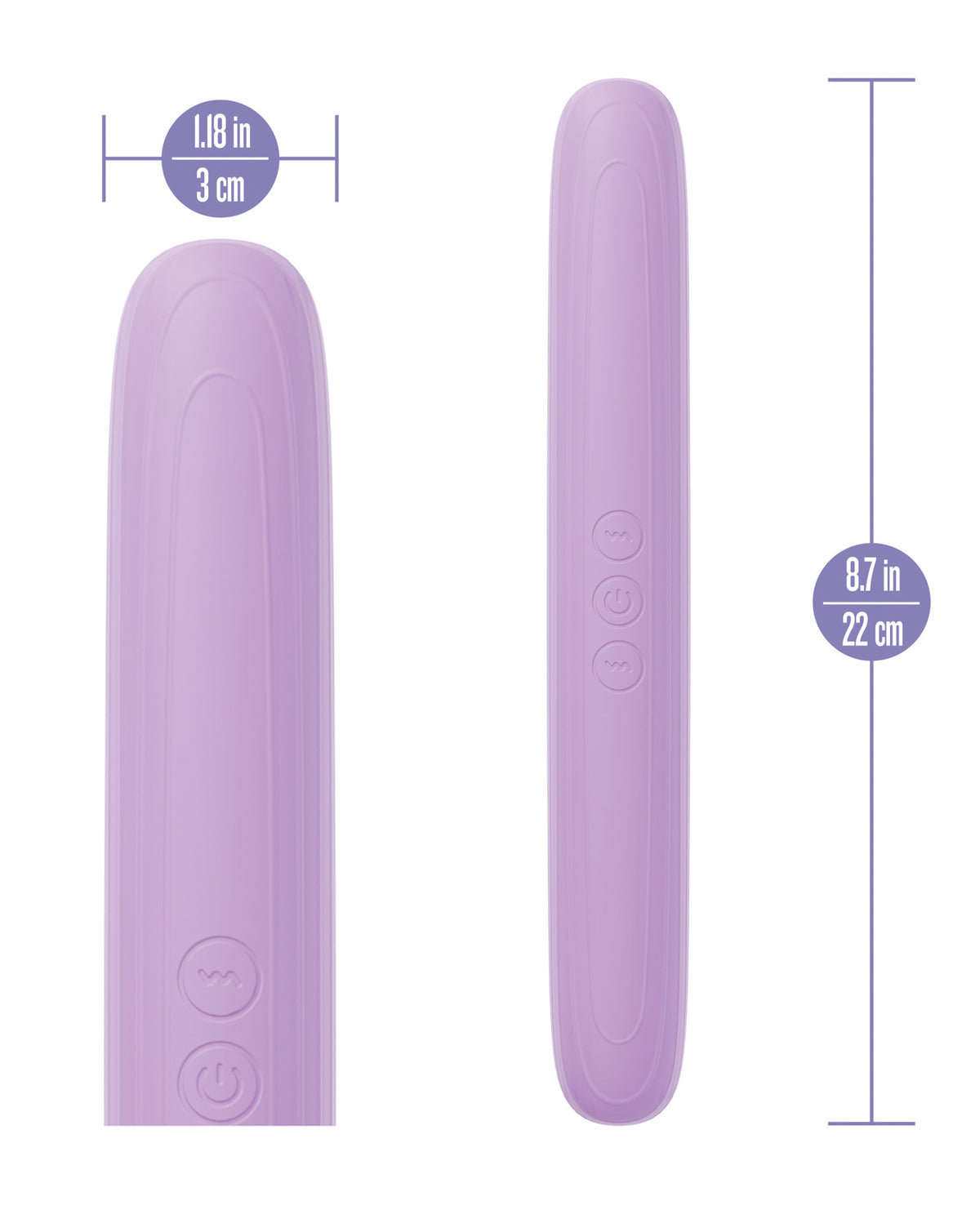 Vibrador de doble extremo Play With Me, morado, doble motor, 10 modos