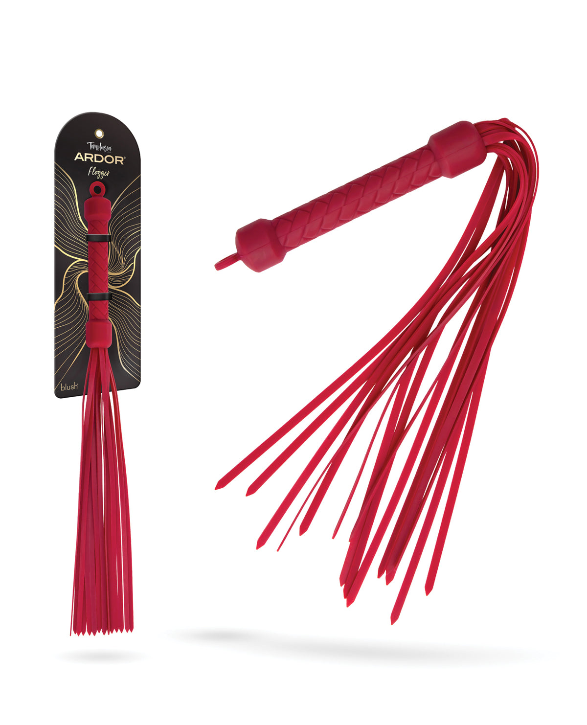 Flogger de silicona Blush Temptasia Ardor con mango de espiga, rojo