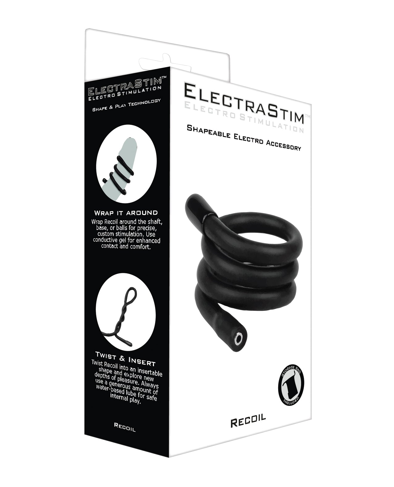 Électrode unipolaire modelable noire ElectraStim Recoil Zero