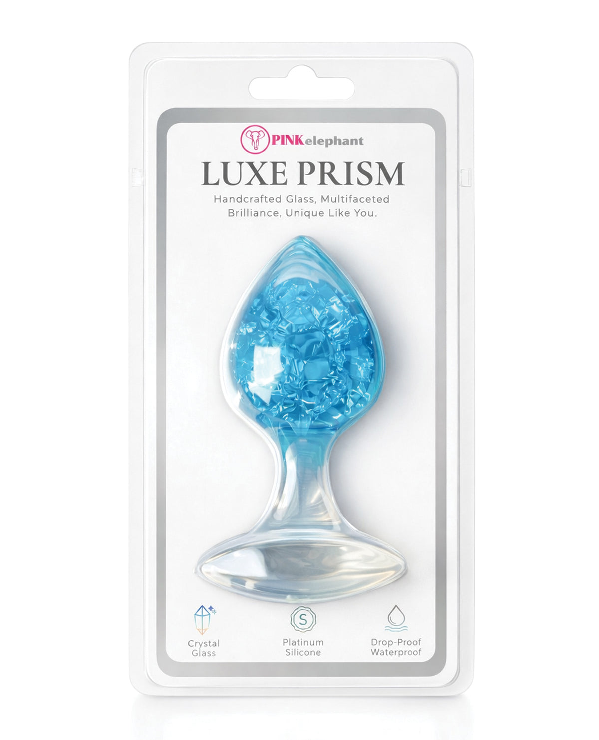 Joya corporal de cristal con plug grande Blue Luxe Prism, silicona de platino