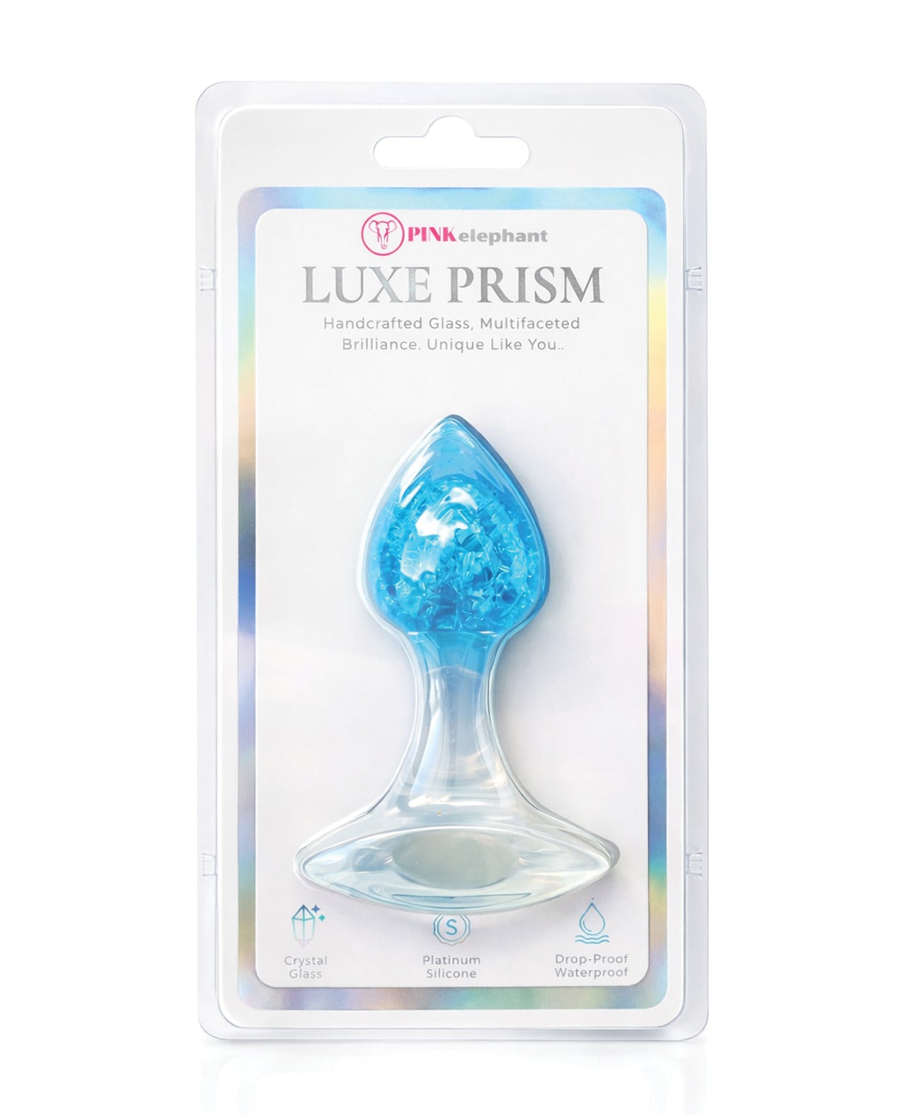 Luxe Prism Blue Platinum Silikon-Kristallglas, kleiner Plug als Körperschmuck