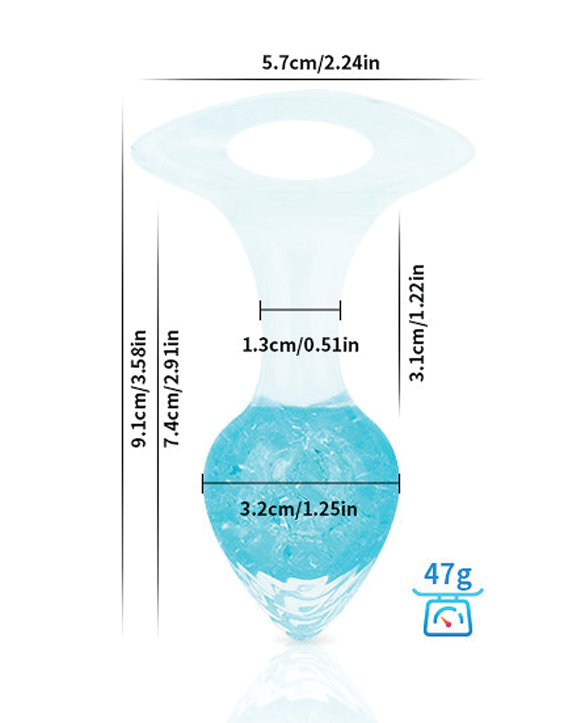Luxe Prism Blue Platinum Silikon-Kristallglas, kleiner Plug als Körperschmuck
