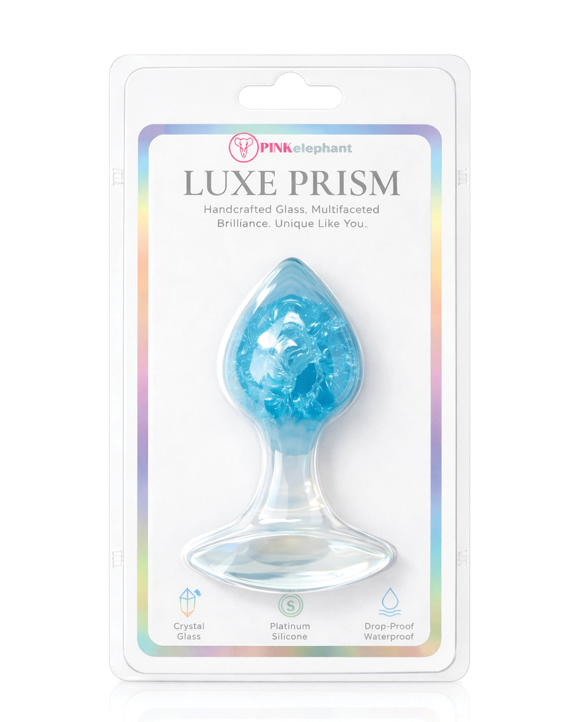 Joya corporal Luxe Prism Blue, plug mediano de silicona de platino, cristal