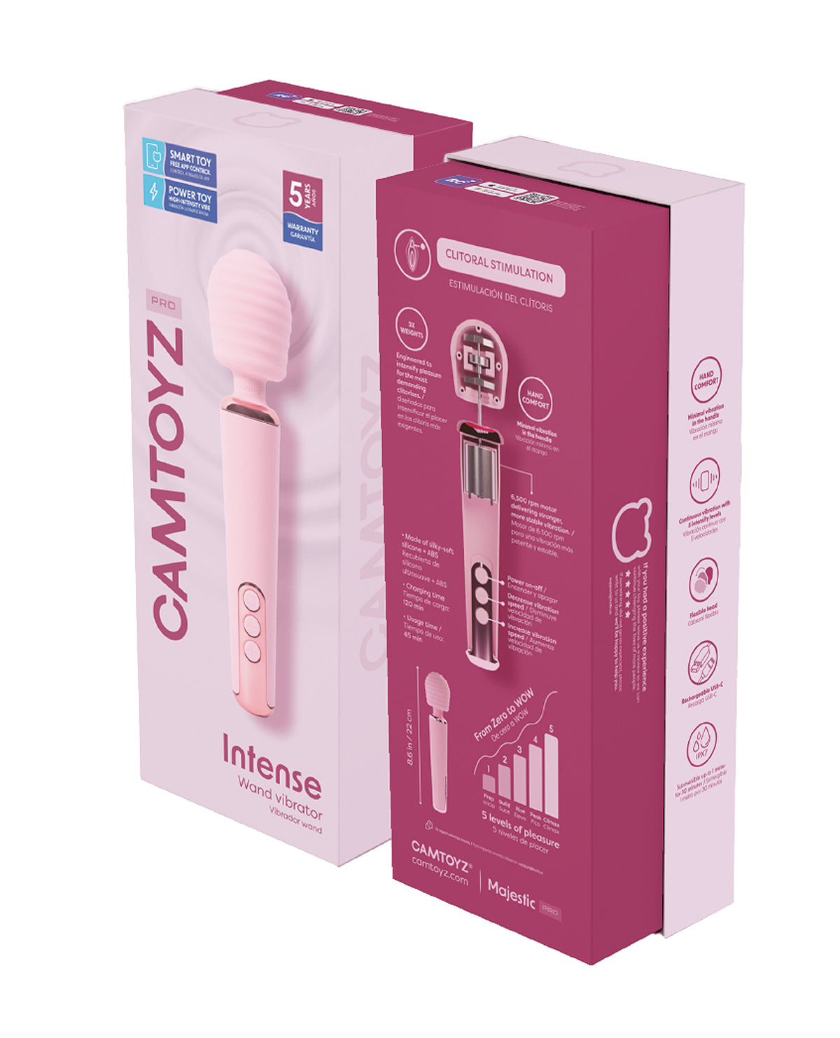 Vibrador de varita Camtoyz Pro de alta velocidad y potencia, controlado por aplicación