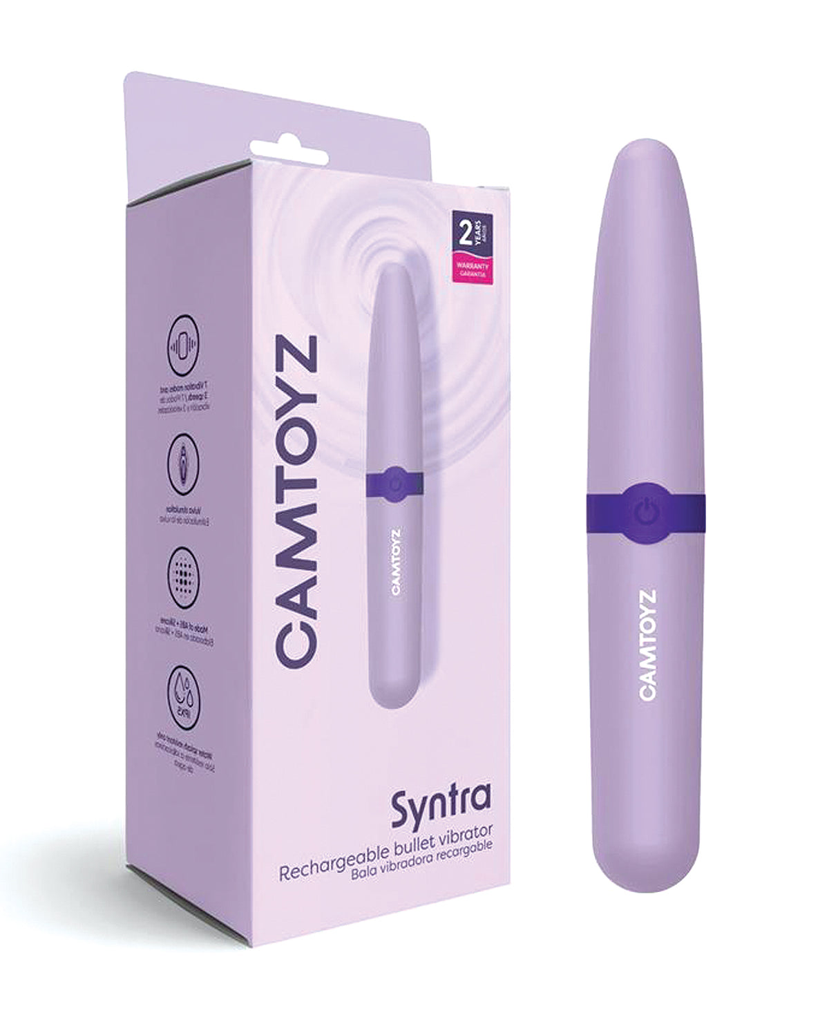 Camtoyz Syntra Rechargeable Bullet Vibrator Purple 10 Modes Ergonomic