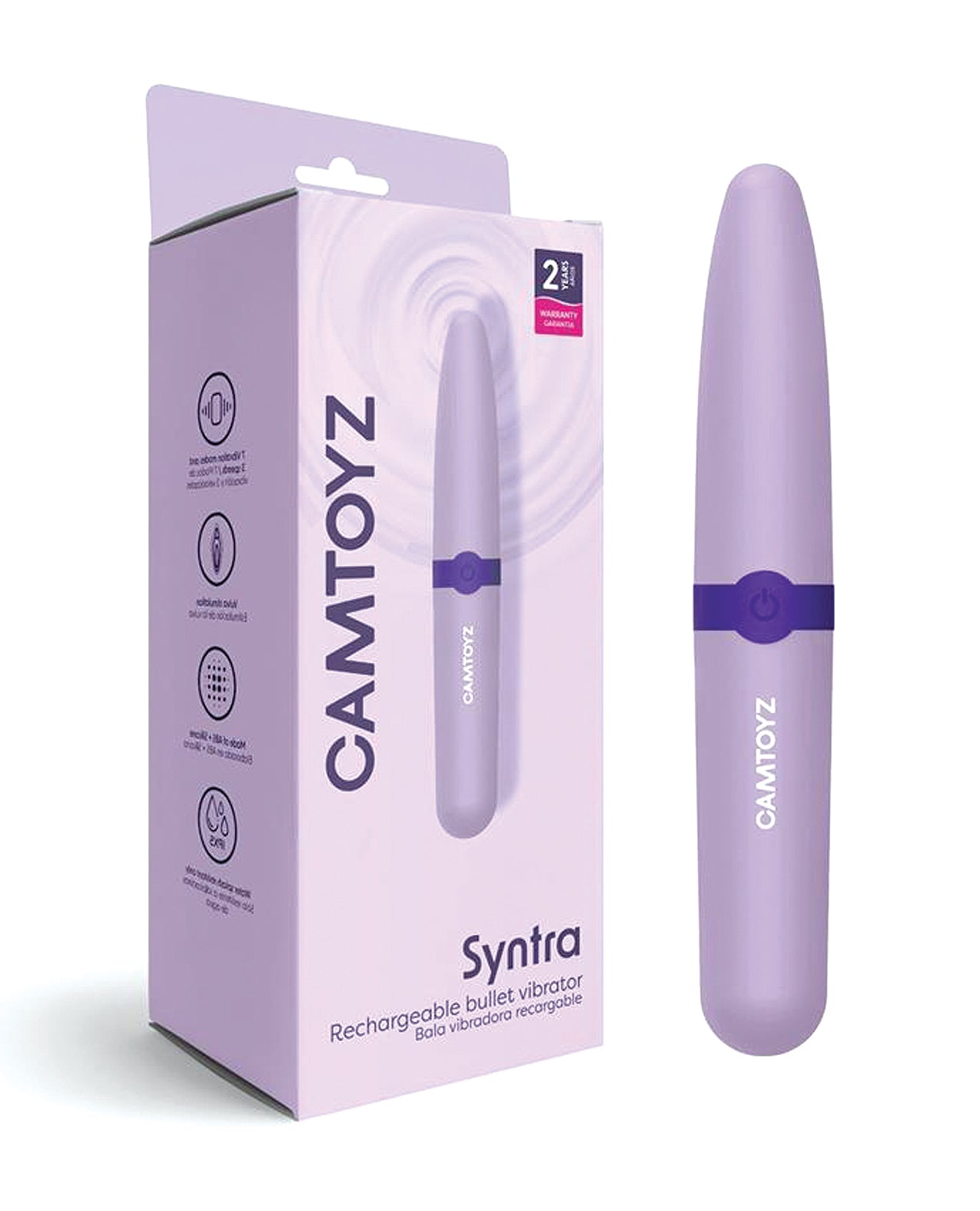 Camtoyz Syntra Rechargeable Bullet Vibrator Purple 10 Modes Ergonomic