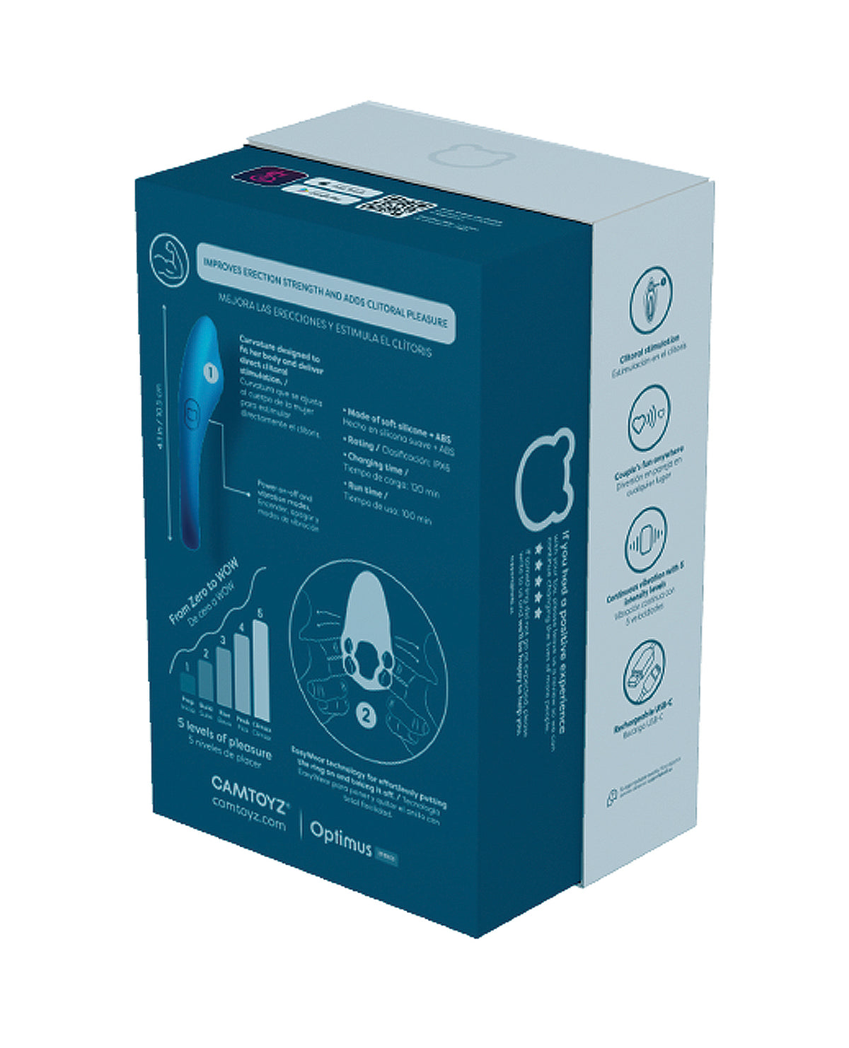 Camtoyz Pro FlexRing verstellbarer vibrierender Penisring, blau