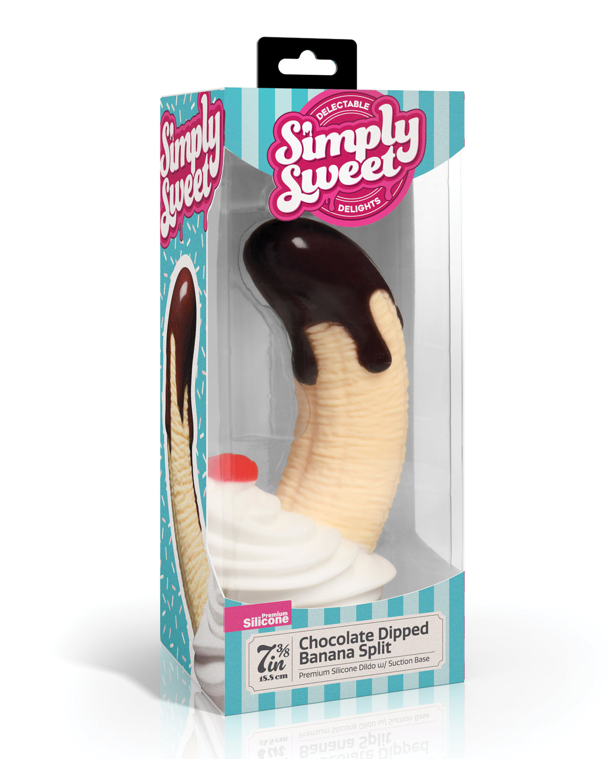 Godemiché en silicone haut de gamme Simply Sweet au chocolat, avec banane façon banana split