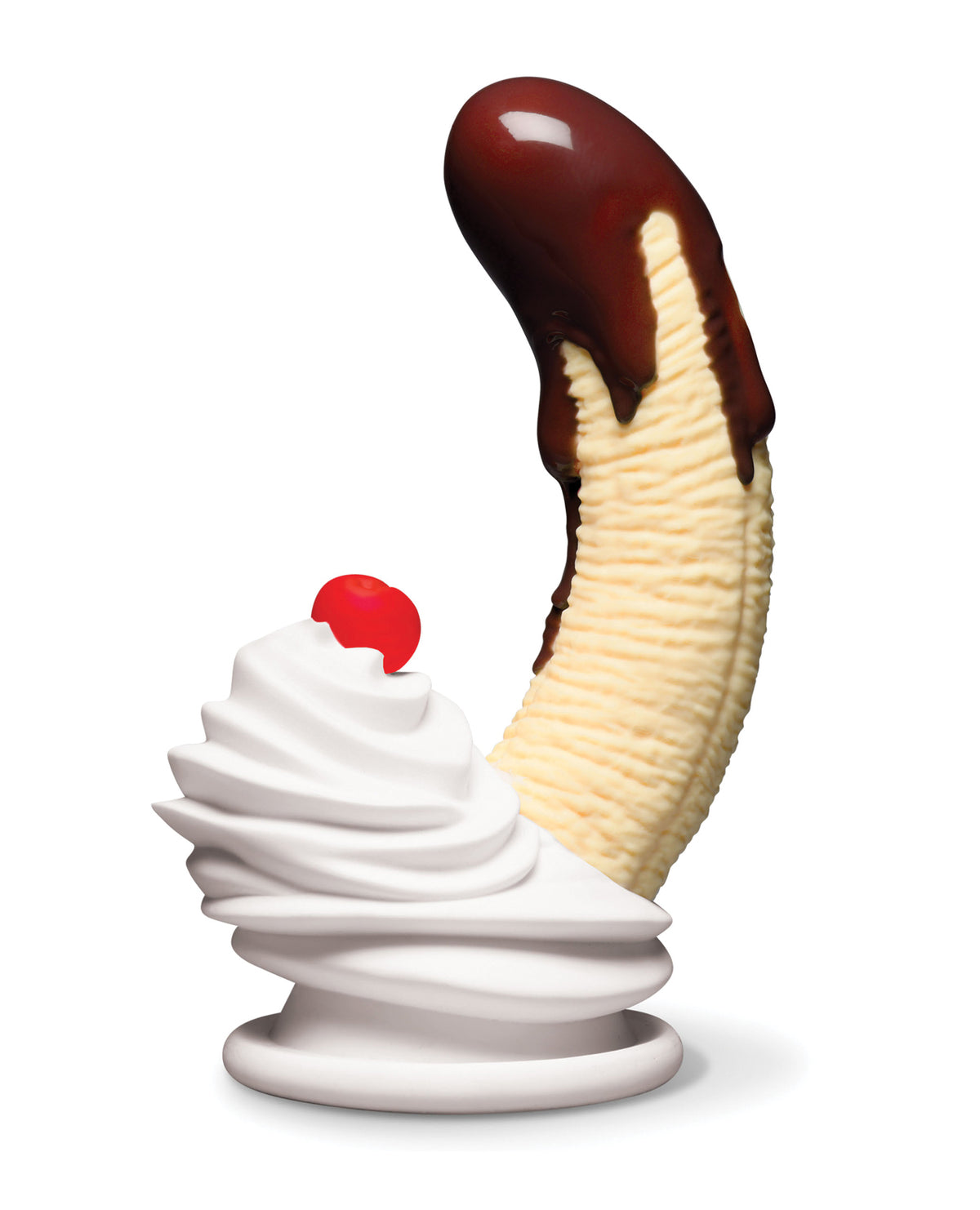 Godemiché en silicone haut de gamme Simply Sweet au chocolat, avec banane façon banana split