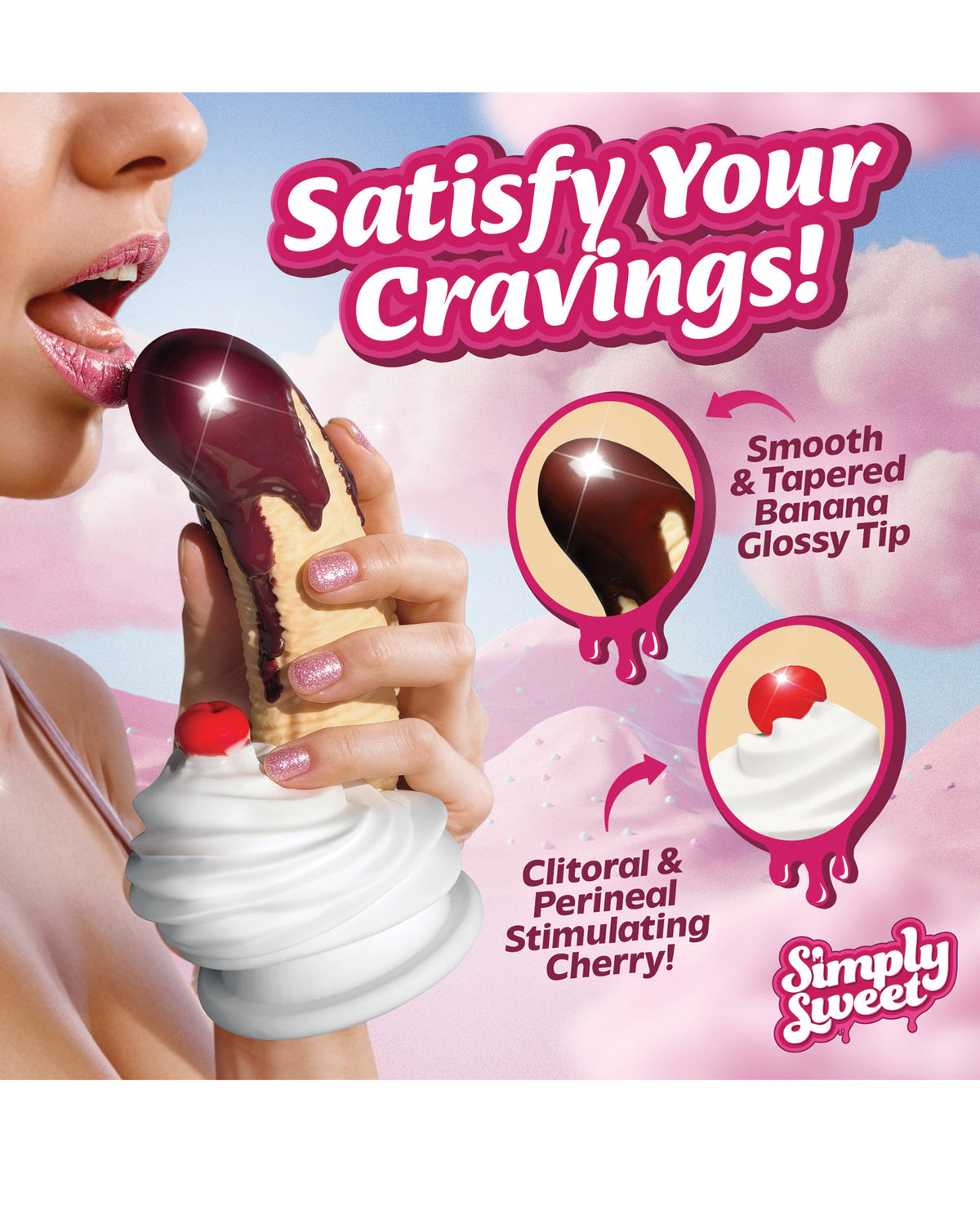 Godemiché en silicone haut de gamme Simply Sweet au chocolat, avec banane façon banana split