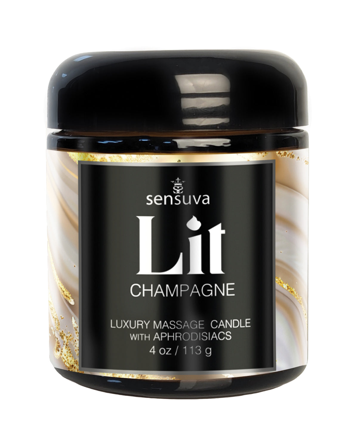 Sensuva Lit Champagne Luxury Massage Candle Enriched With Botanicals 4 Oz