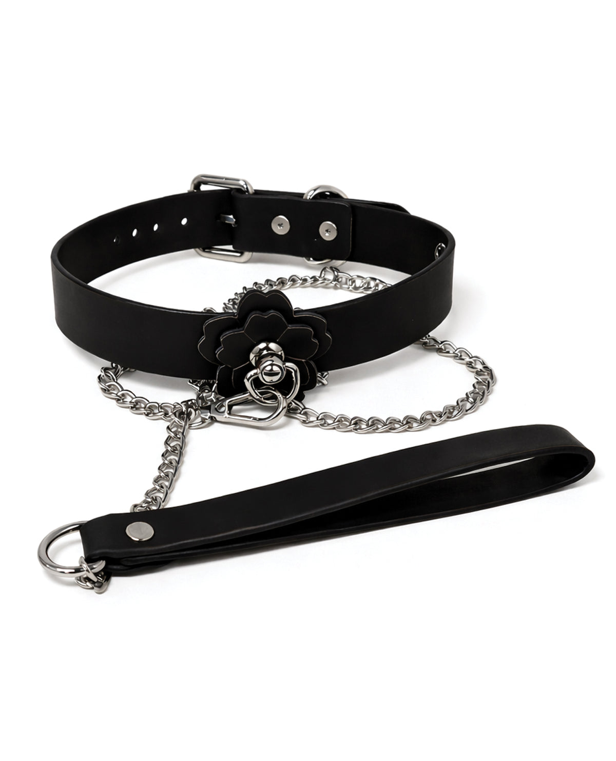 Collier pour chat avec nœud papillon et fleur réactive à la chaleur Heat Tease, en similicuir PU noir et rose