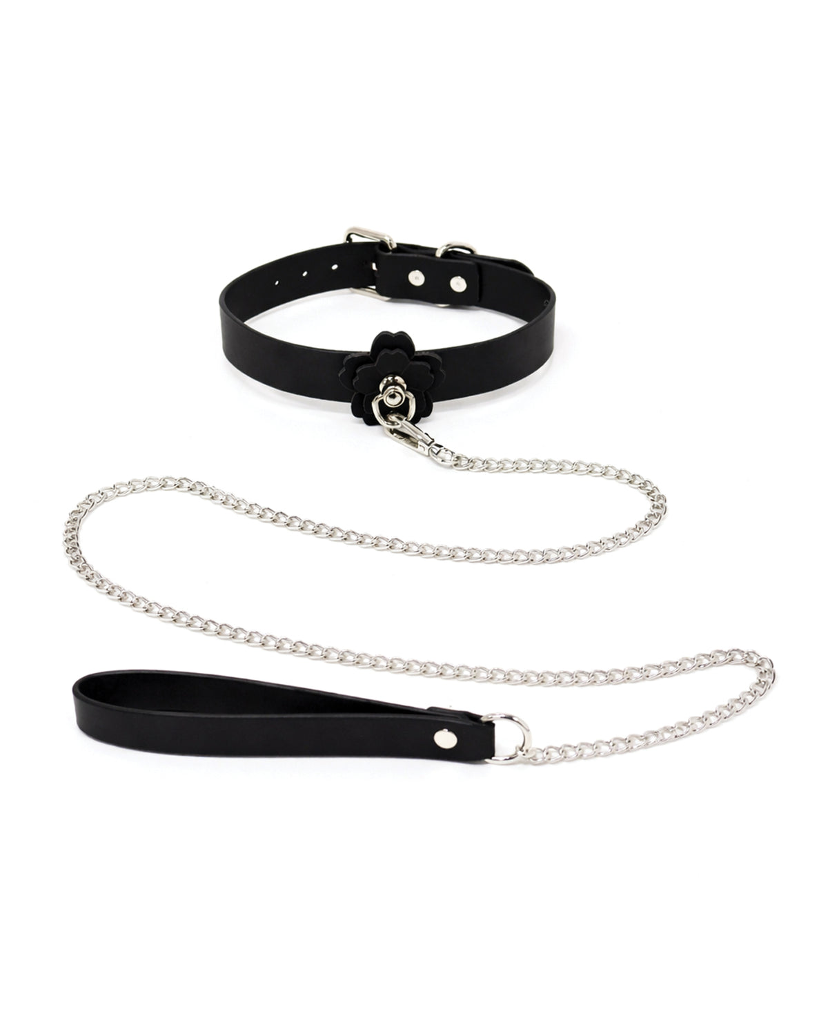 Collier pour chat avec nœud papillon et fleur réactive à la chaleur Heat Tease, en similicuir PU noir et rose