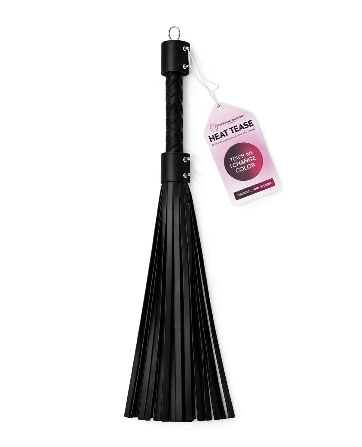 Heat Tease Color Changing Flogger Heat Reactive PU Leather Black Pink