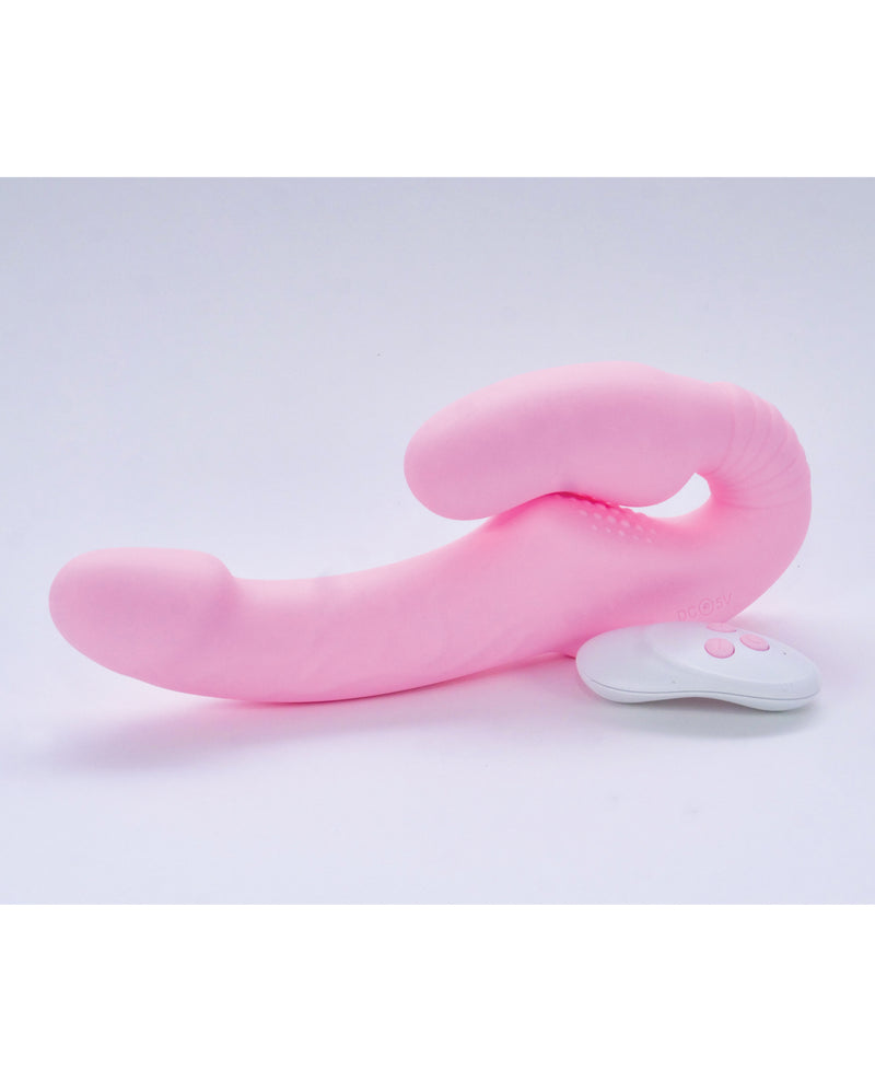 Load image into Gallery viewer, Silicone Strapless Strap On With Remote Control Vibrator Pink
